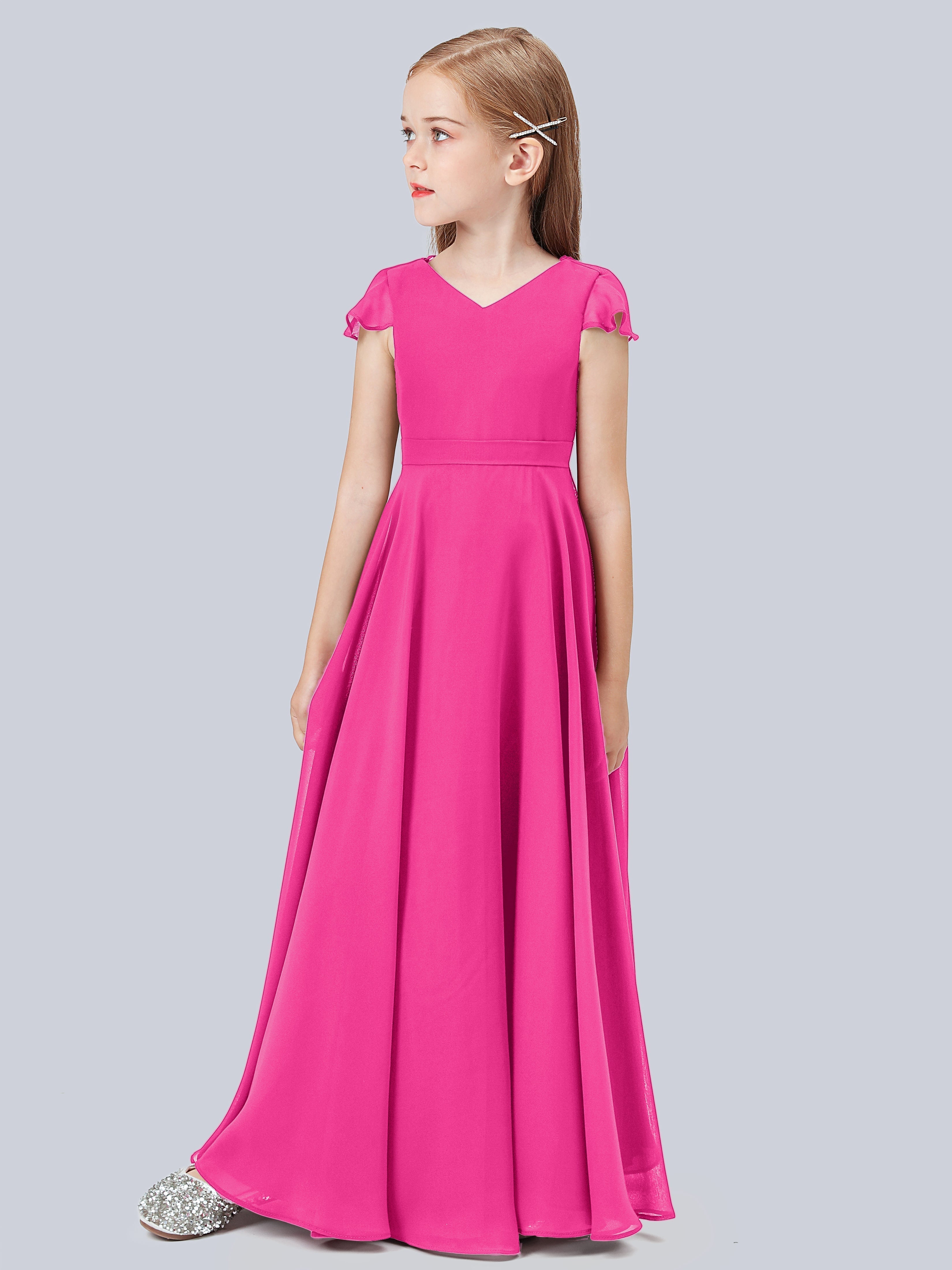 Volant Flügelärmel Chiffon Kleid für Junge Brautjungfern