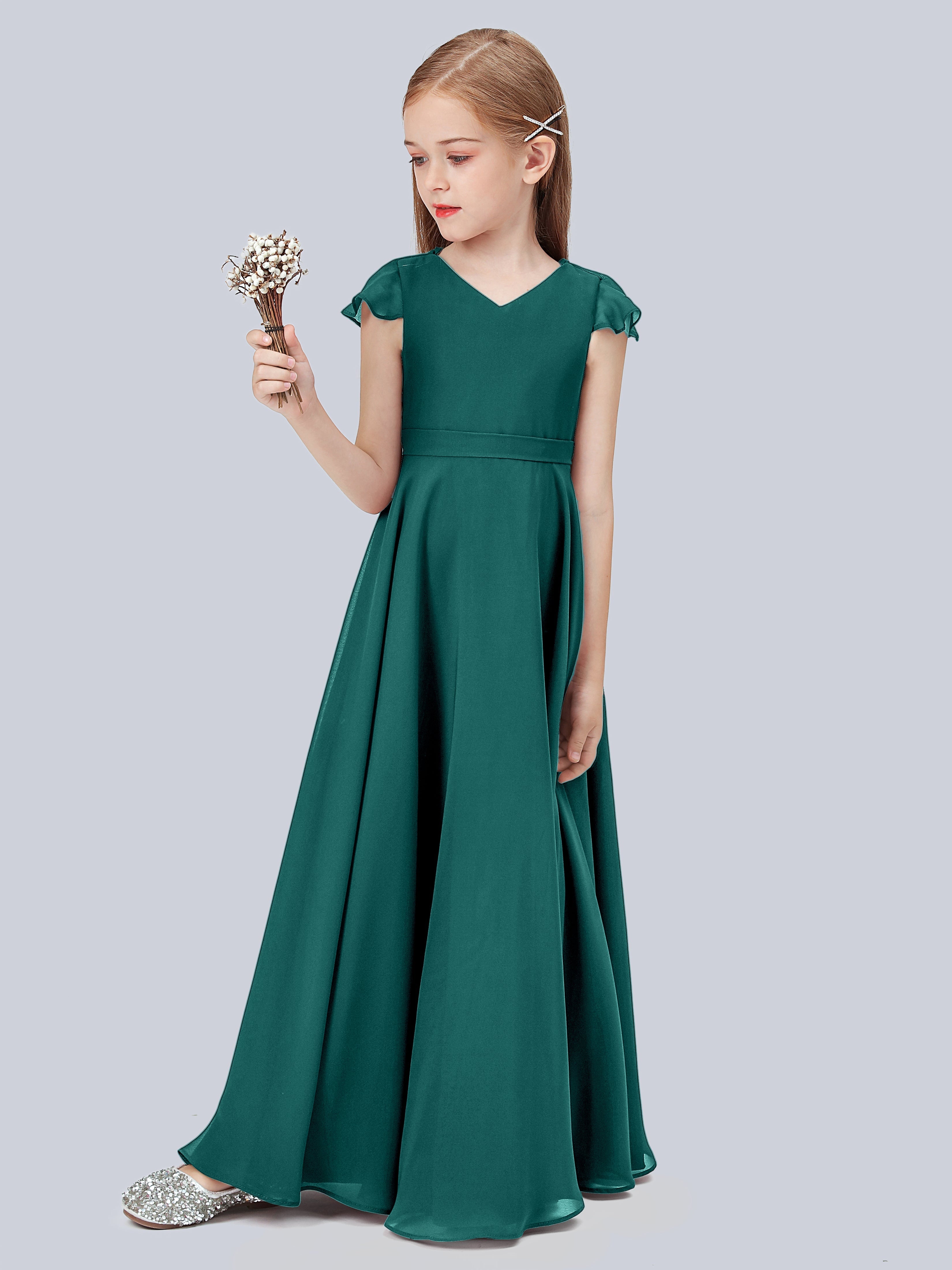 Volant Flügelärmel Chiffon Kleid für Junge Brautjungfern