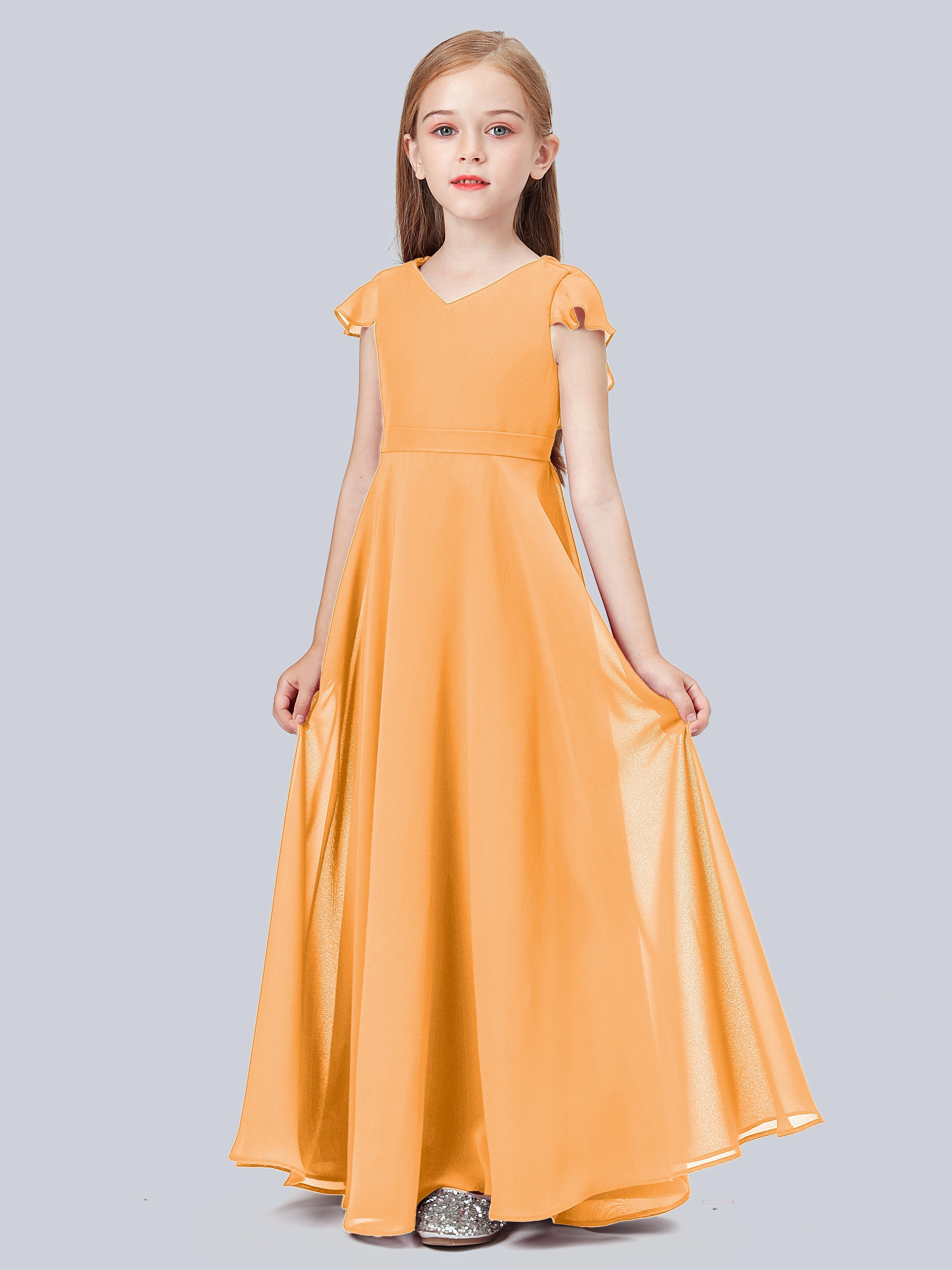 Volant Flügelärmel Chiffon Kleid für Junge Brautjungfern