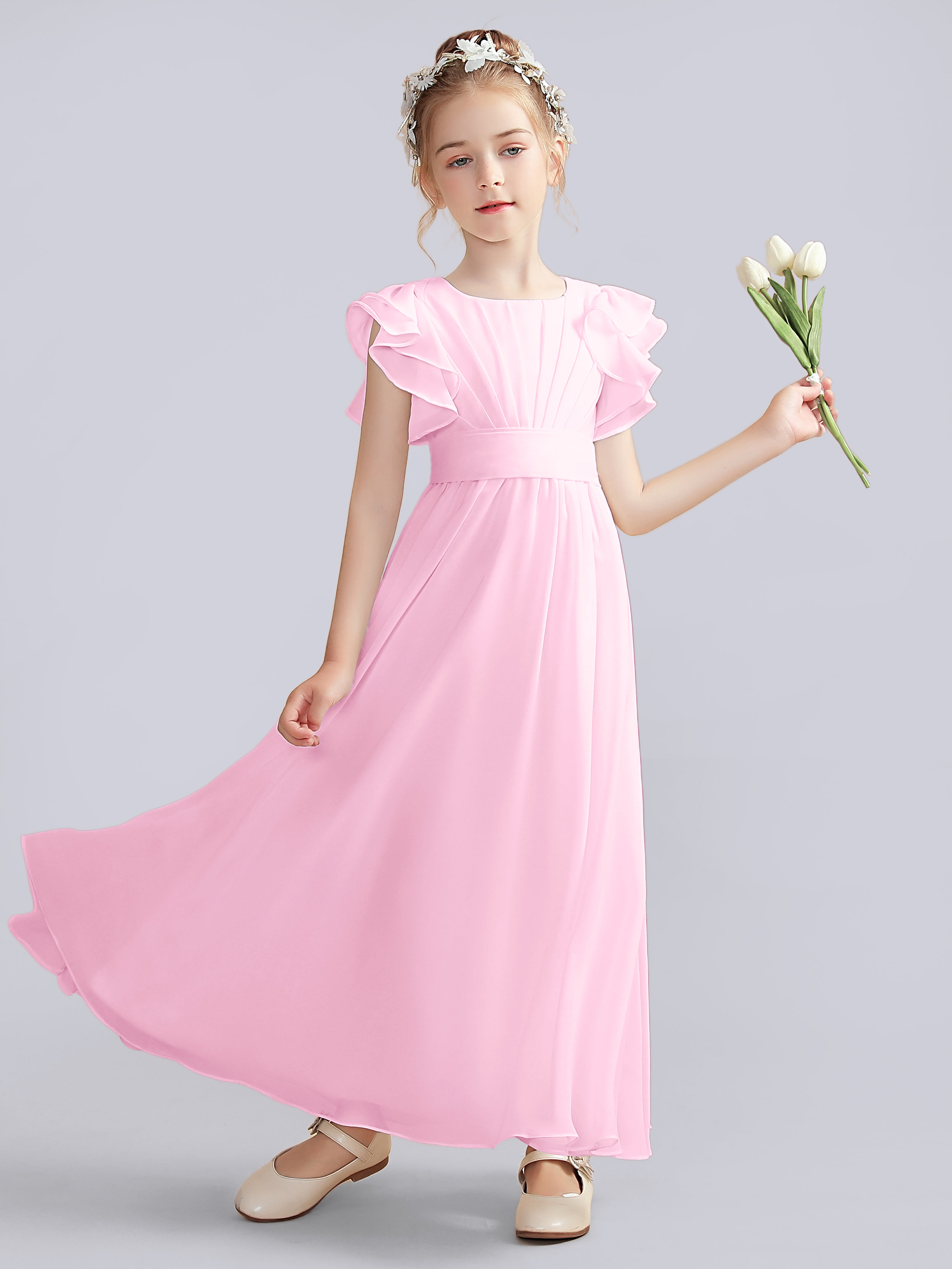 Flutter Crinkle Chiffon Kleid für Junge Brautjungfern