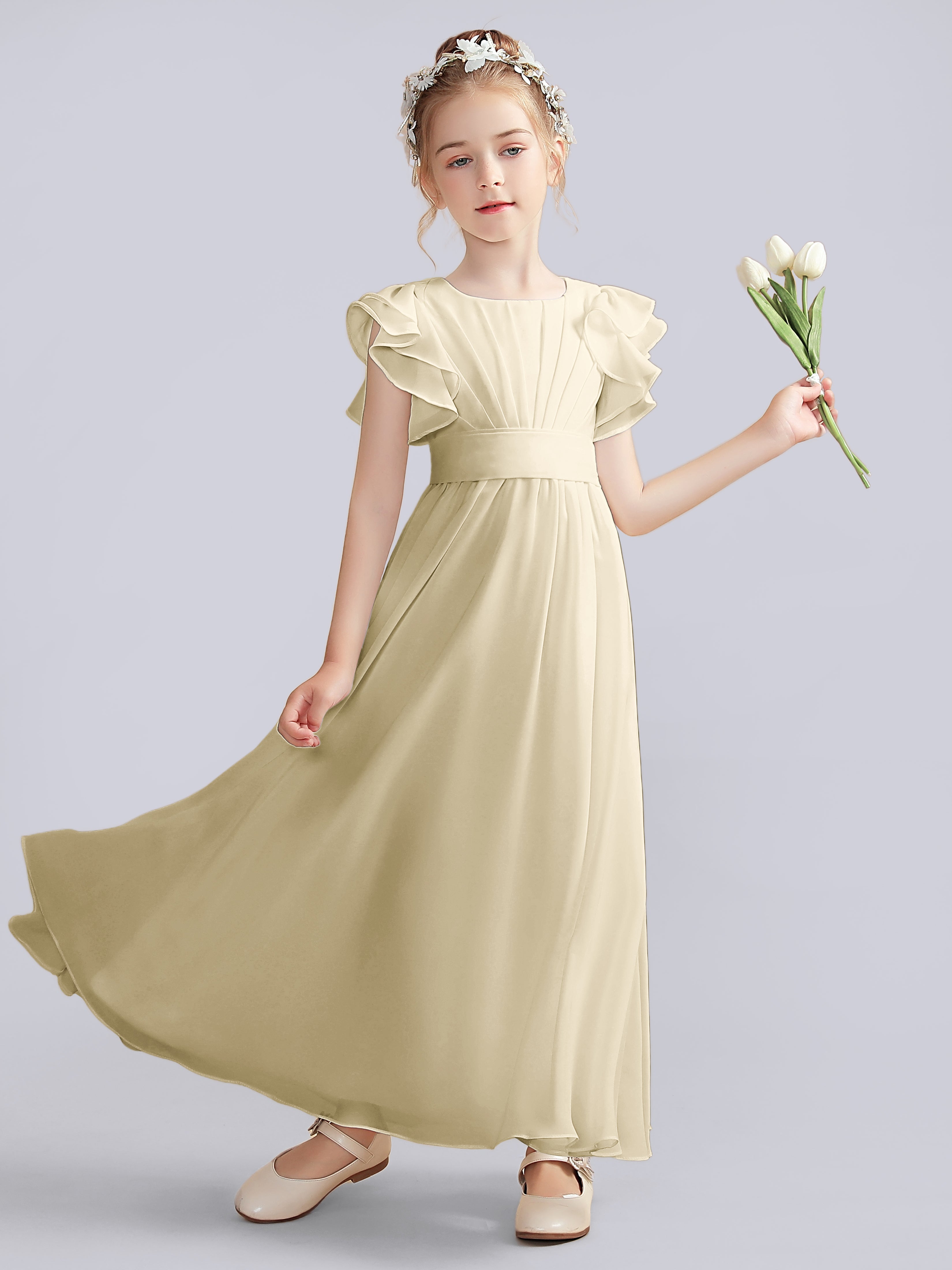 Flutter Crinkle Chiffon Kleid für Junge Brautjungfern