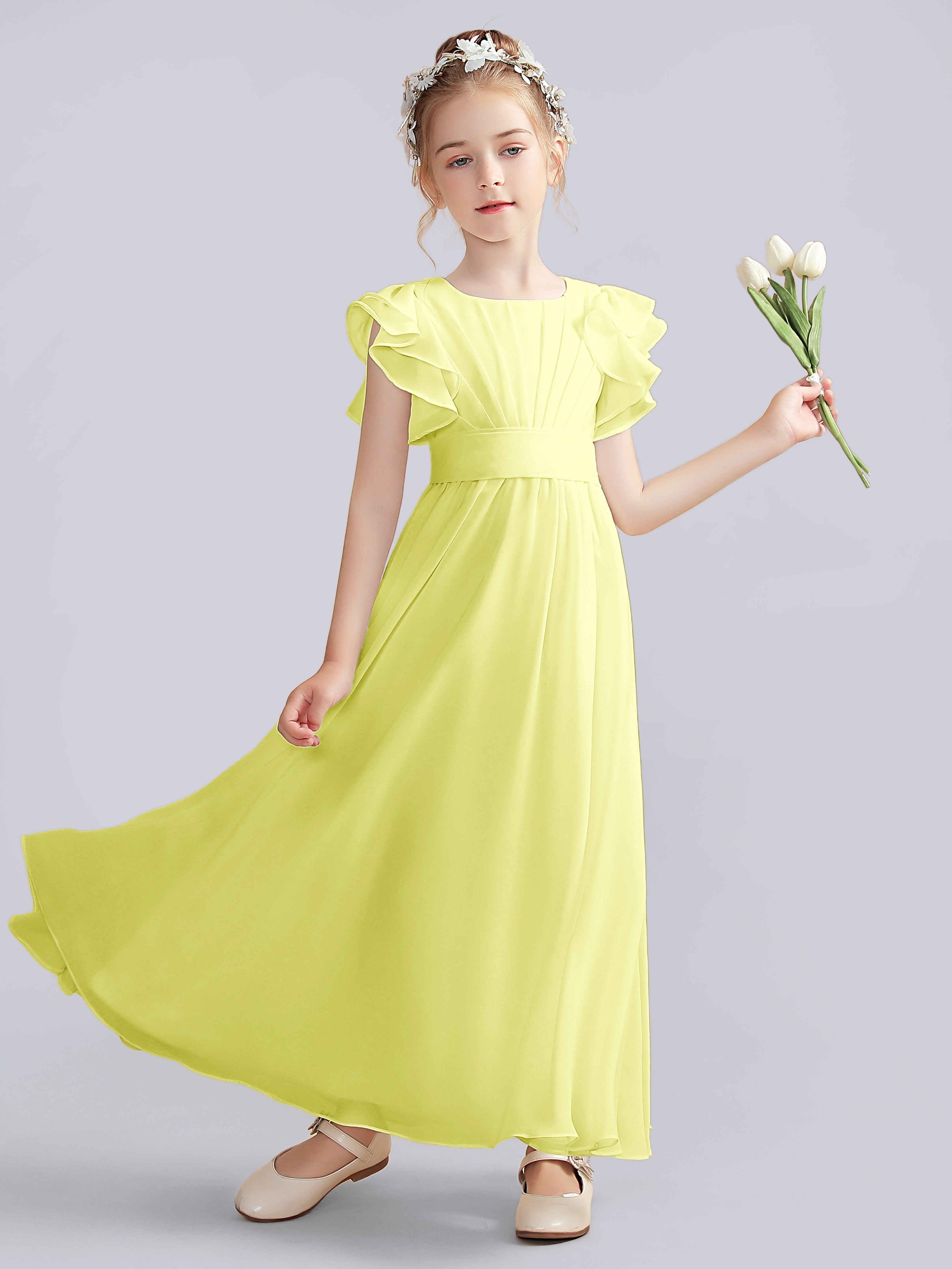 Flutter Crinkle Chiffon Kleid für Junge Brautjungfern