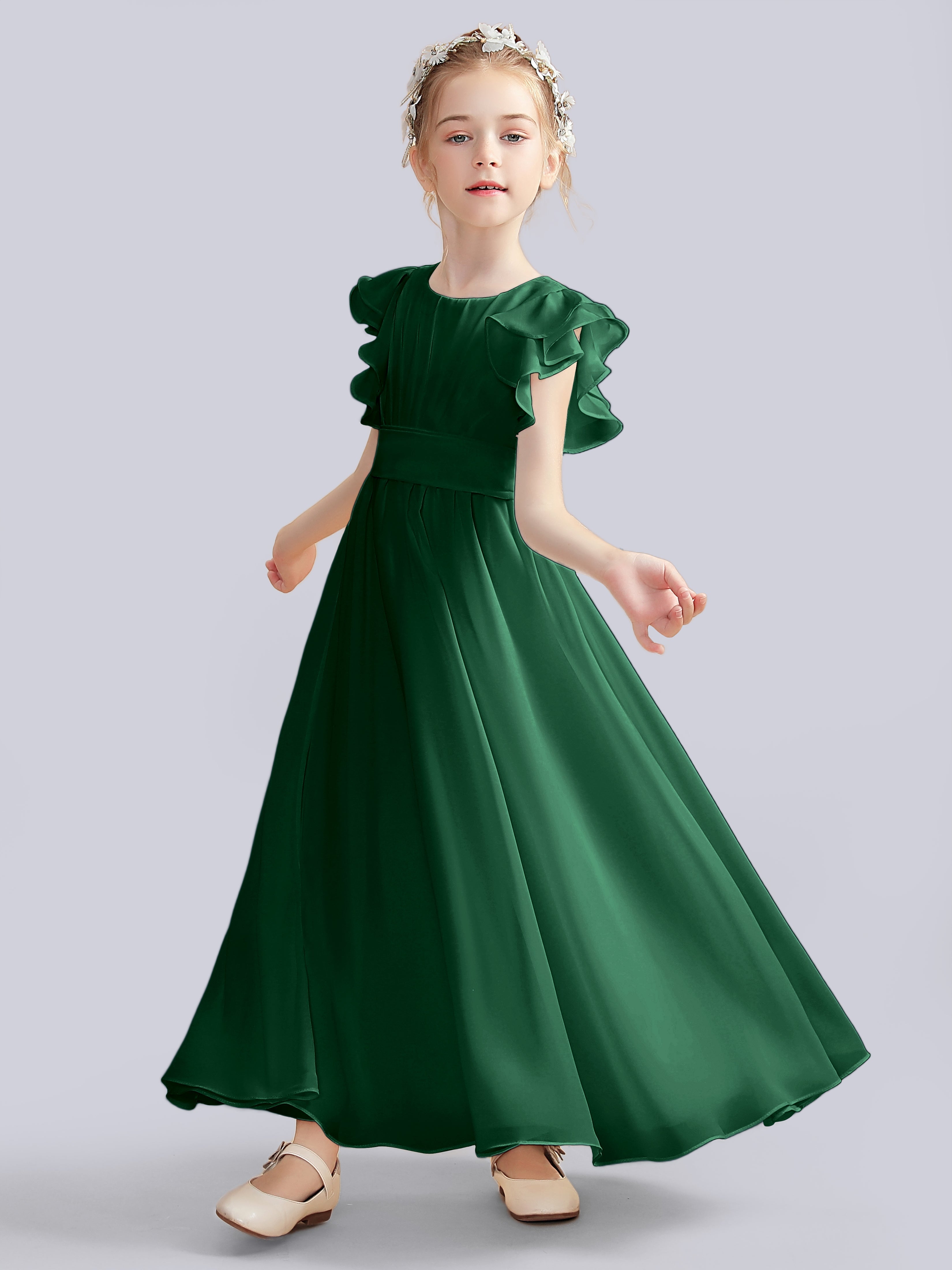 Flutter Crinkle Chiffon Kleid für Junge Brautjungfern