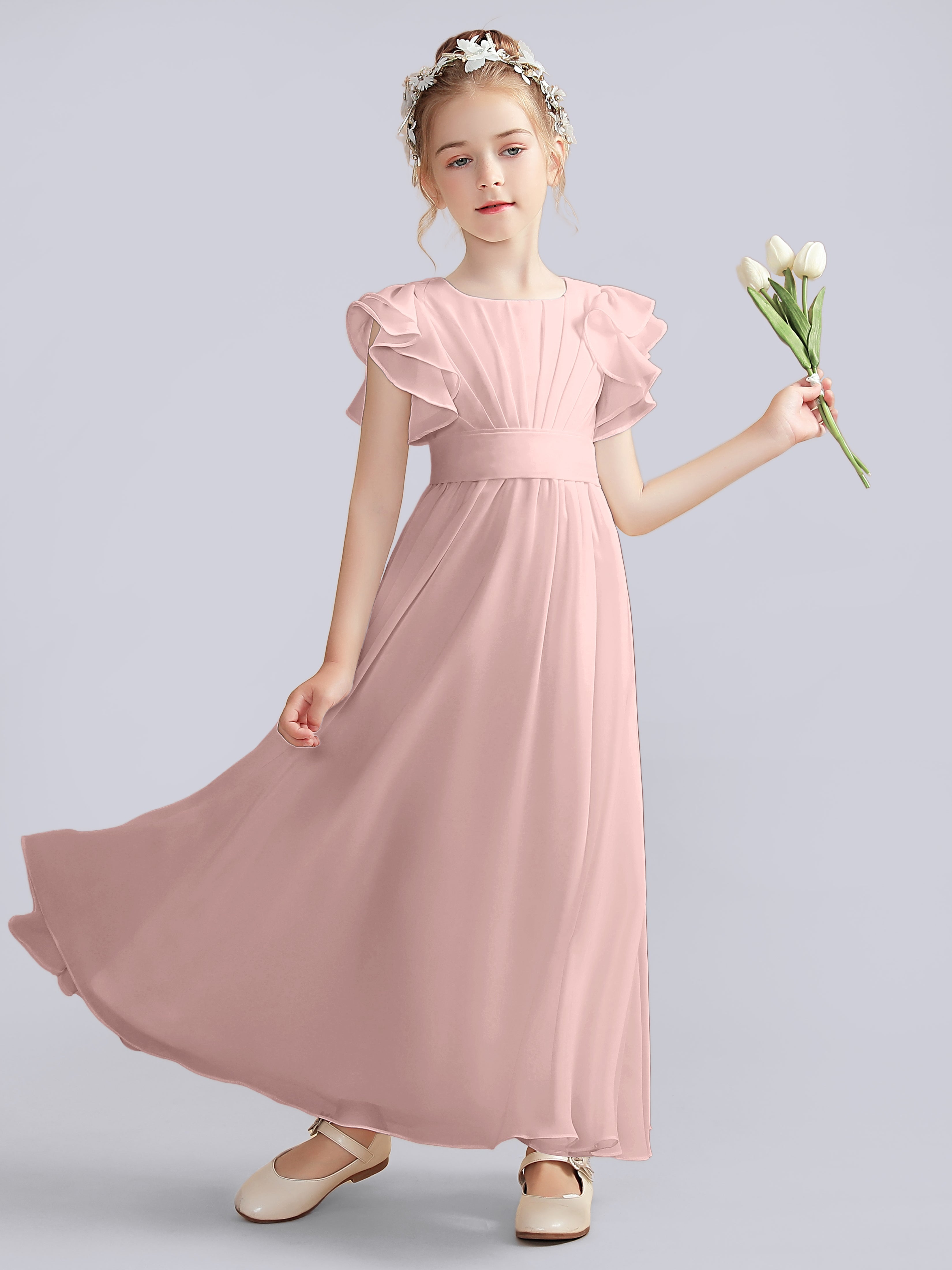 Flutter Crinkle Chiffon Kleid für Junge Brautjungfern