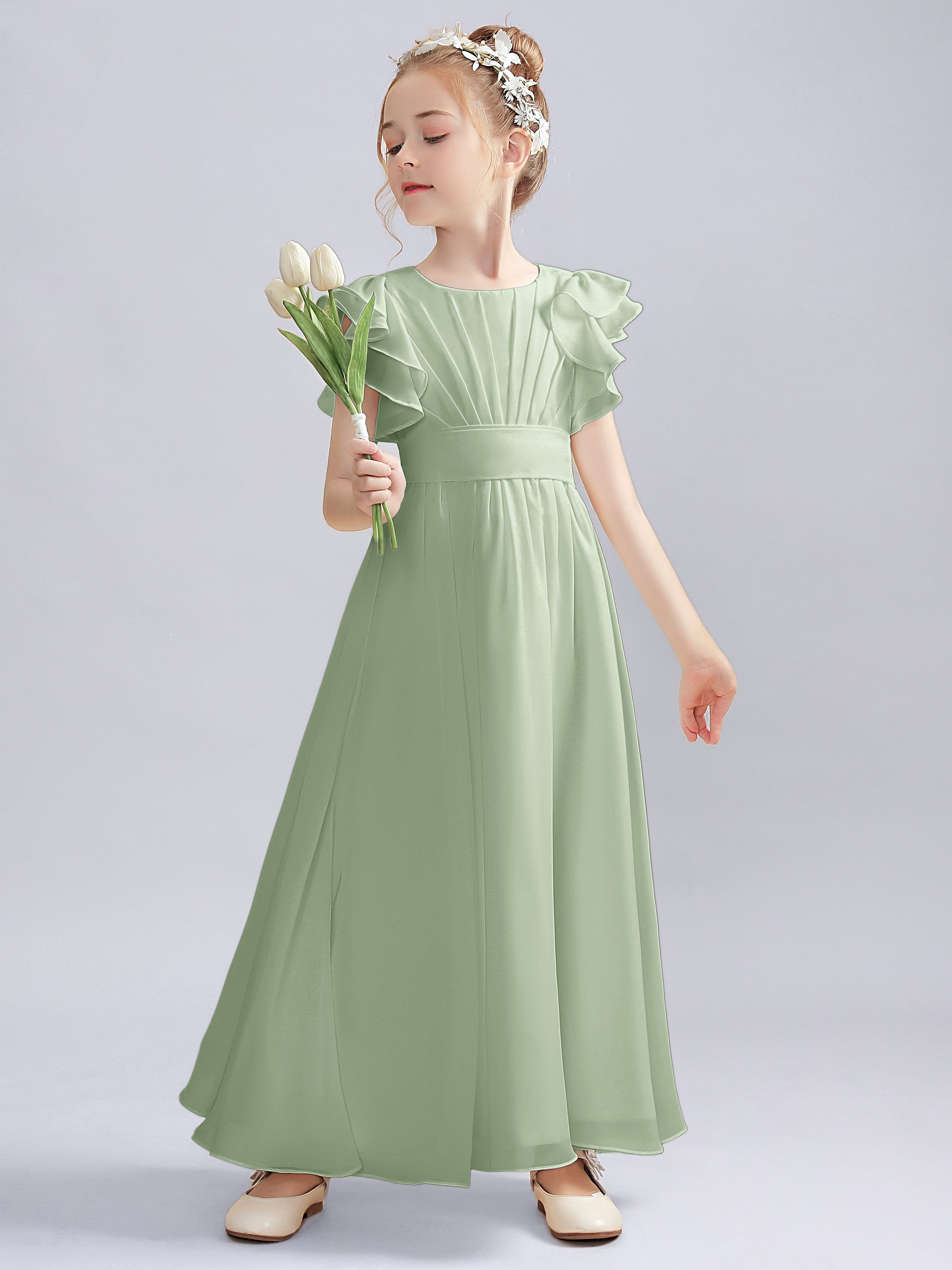 Flutter Crinkle Chiffon Kleid für Junge Brautjungfern