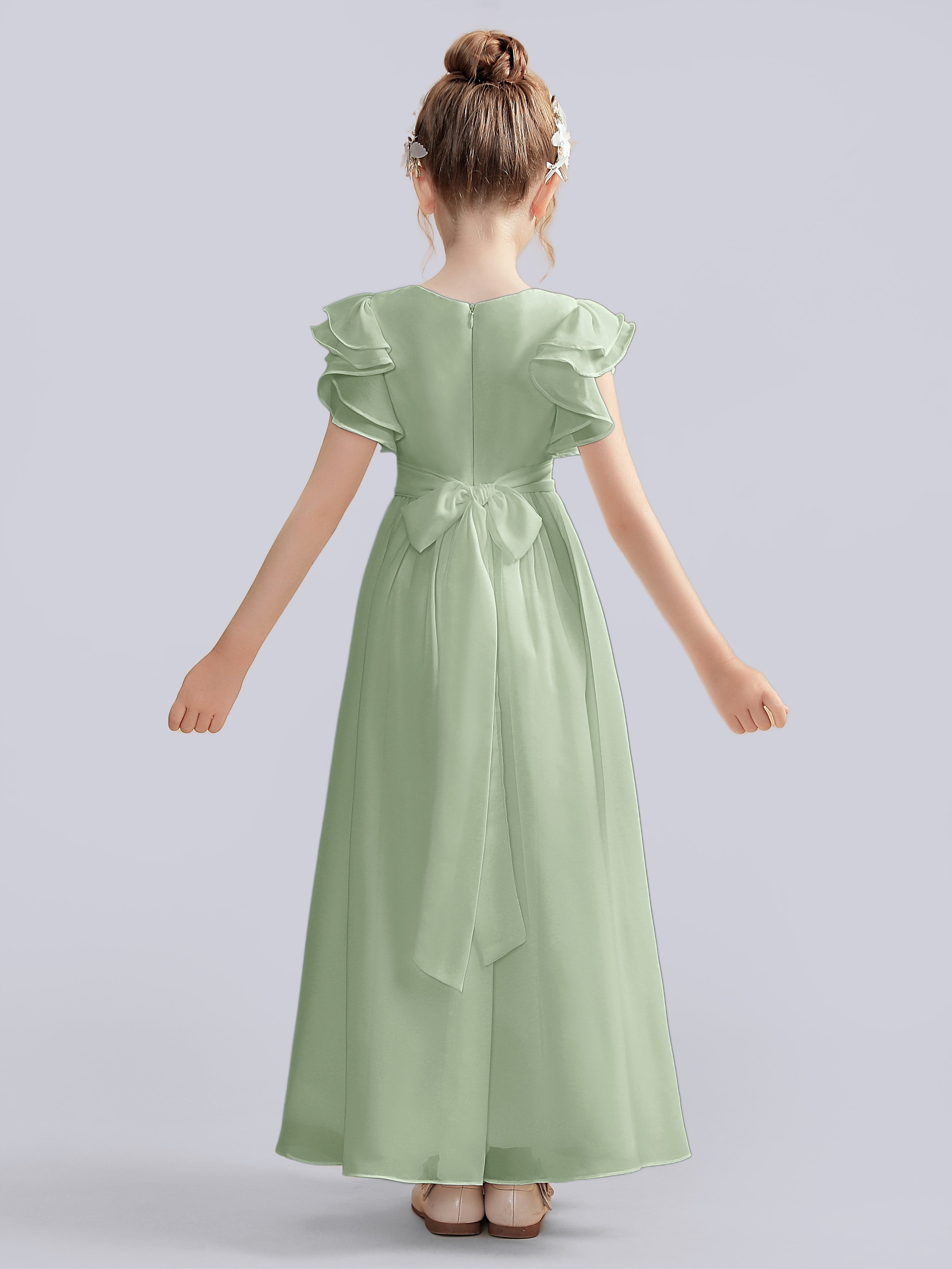 Flutter Crinkle Chiffon Kleid für Junge Brautjungfern