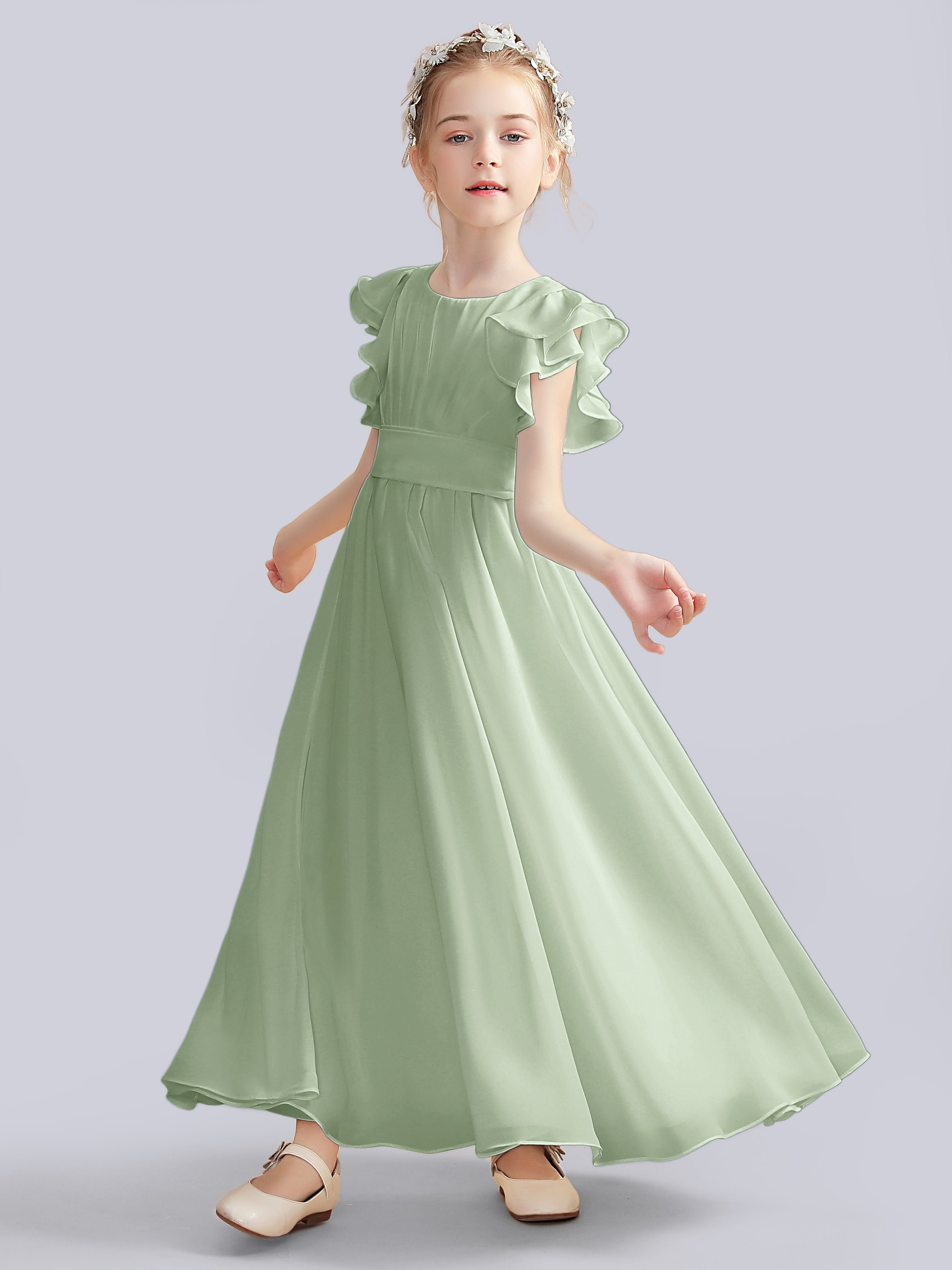 Flutter Crinkle Chiffon Kleid für Junge Brautjungfern