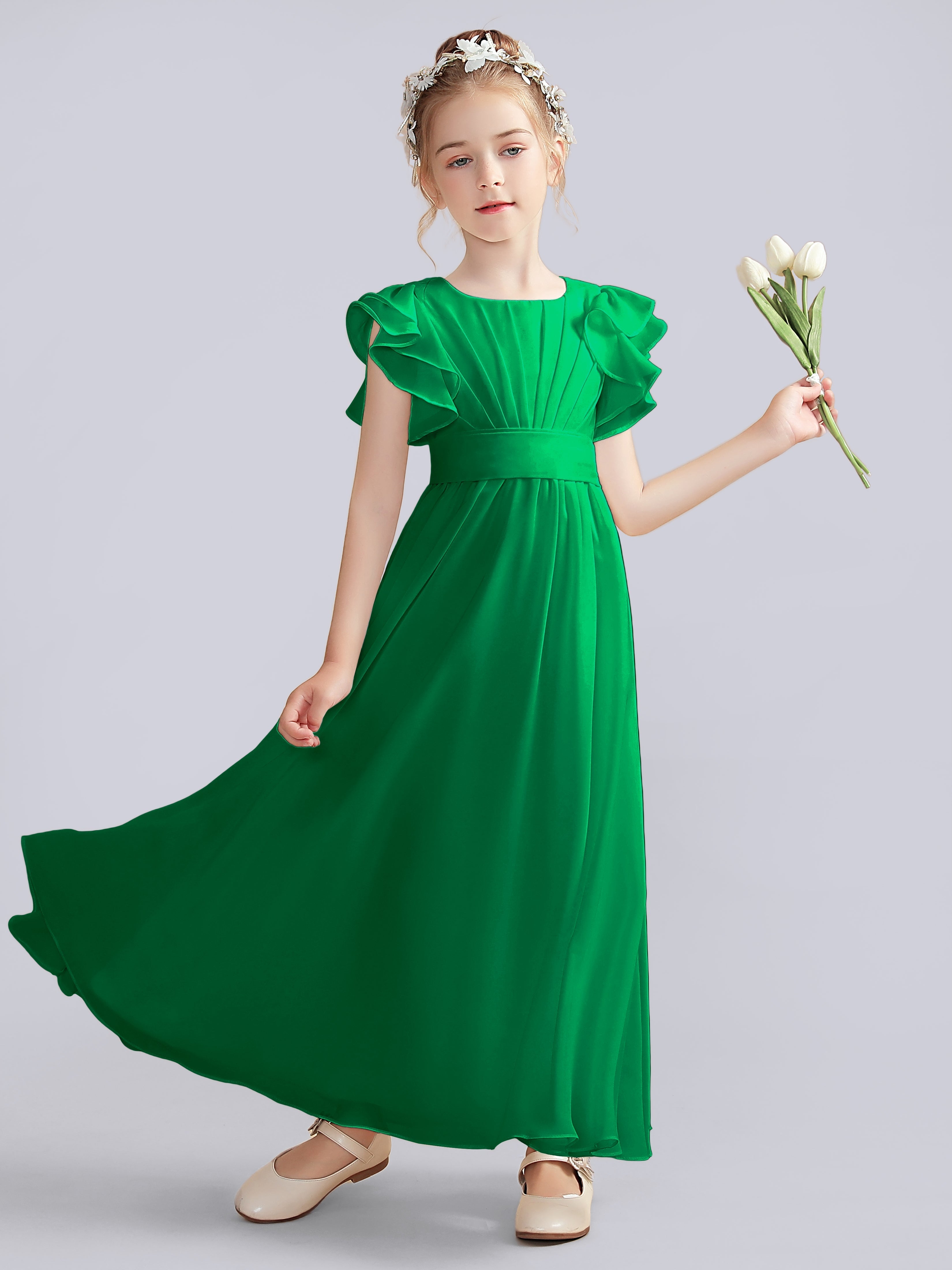 Flutter Crinkle Chiffon Kleid für Junge Brautjungfern