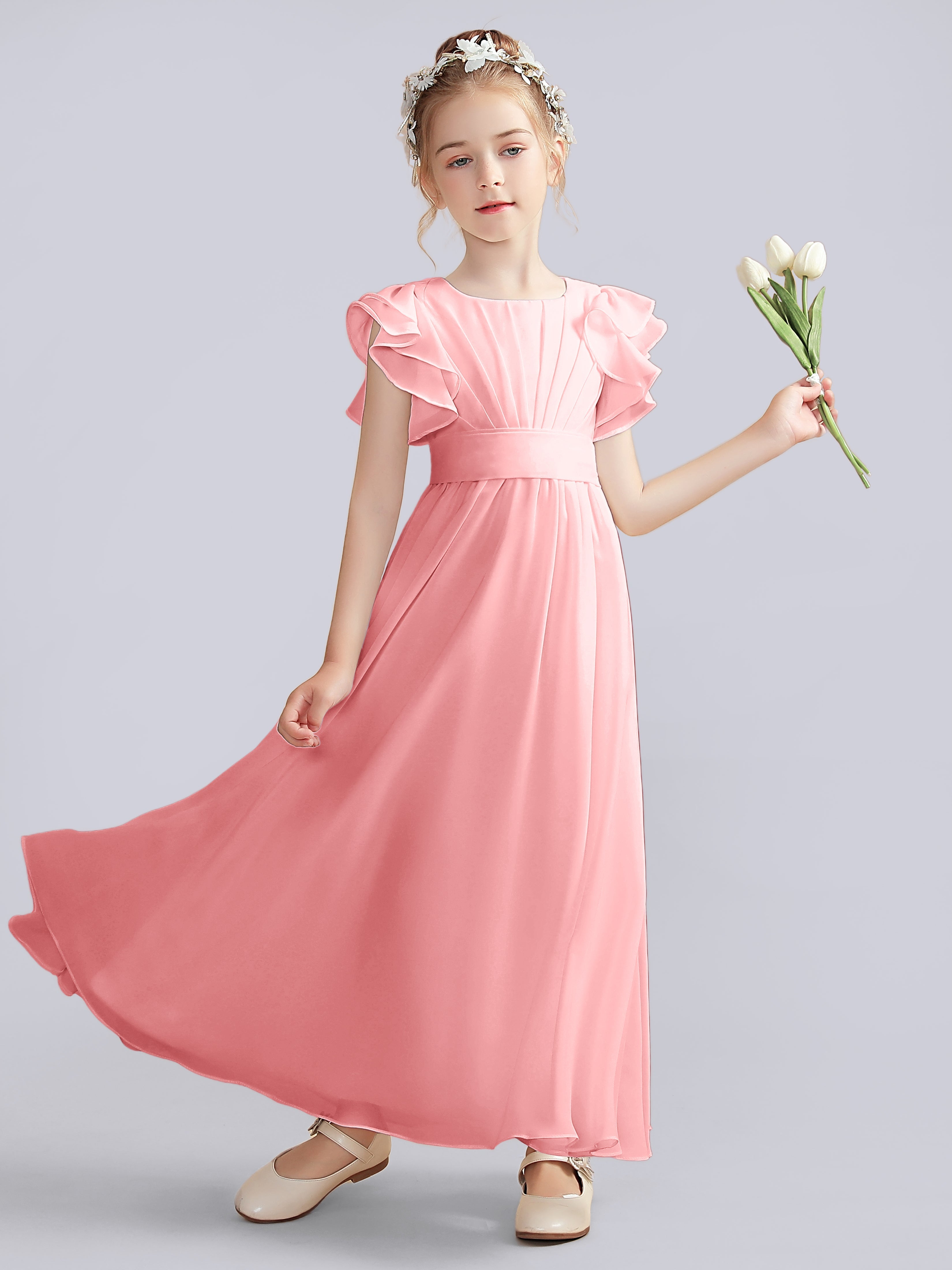 Flutter Crinkle Chiffon Kleid für Junge Brautjungfern