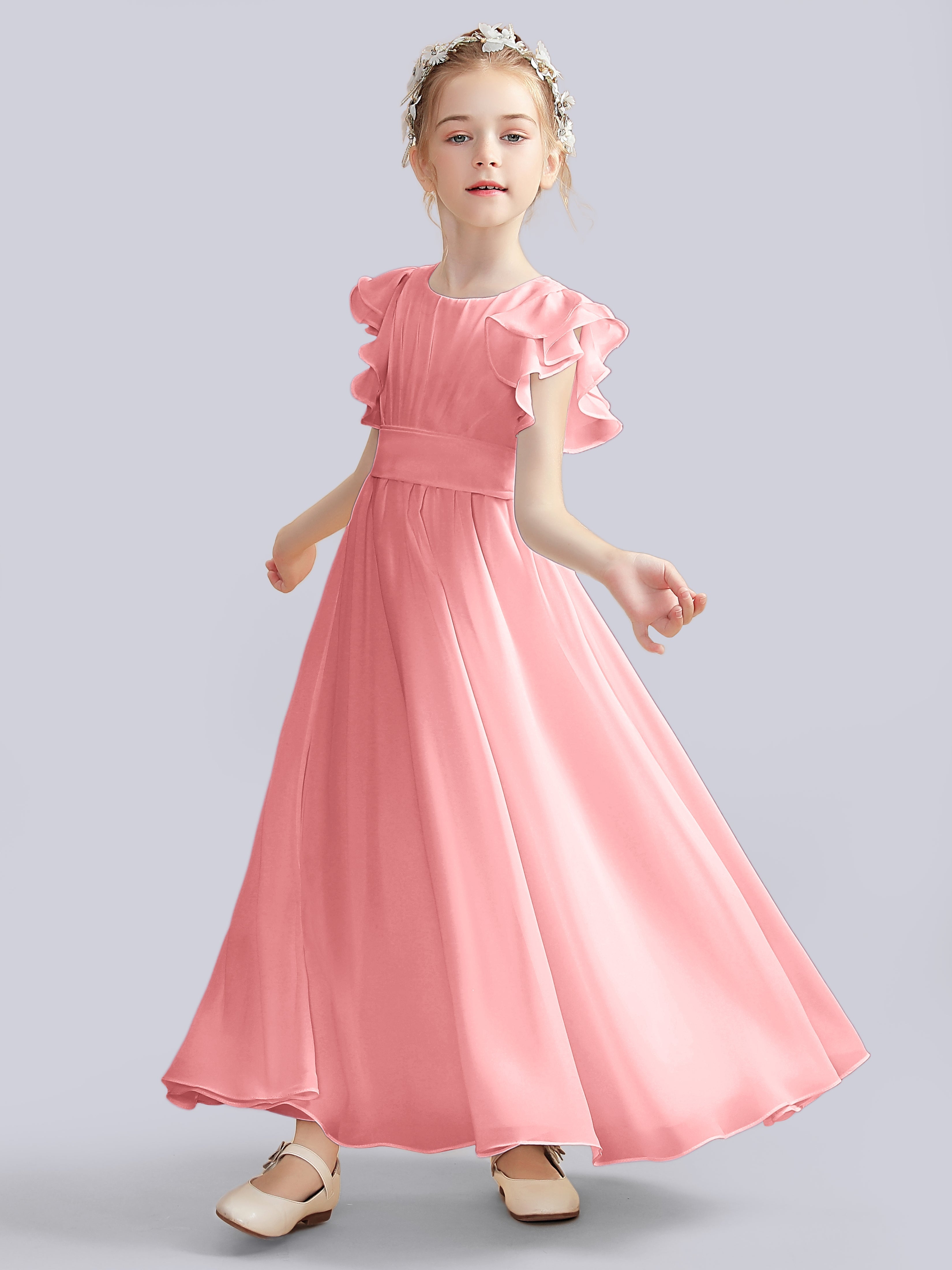 Flutter Crinkle Chiffon Kleid für Junge Brautjungfern