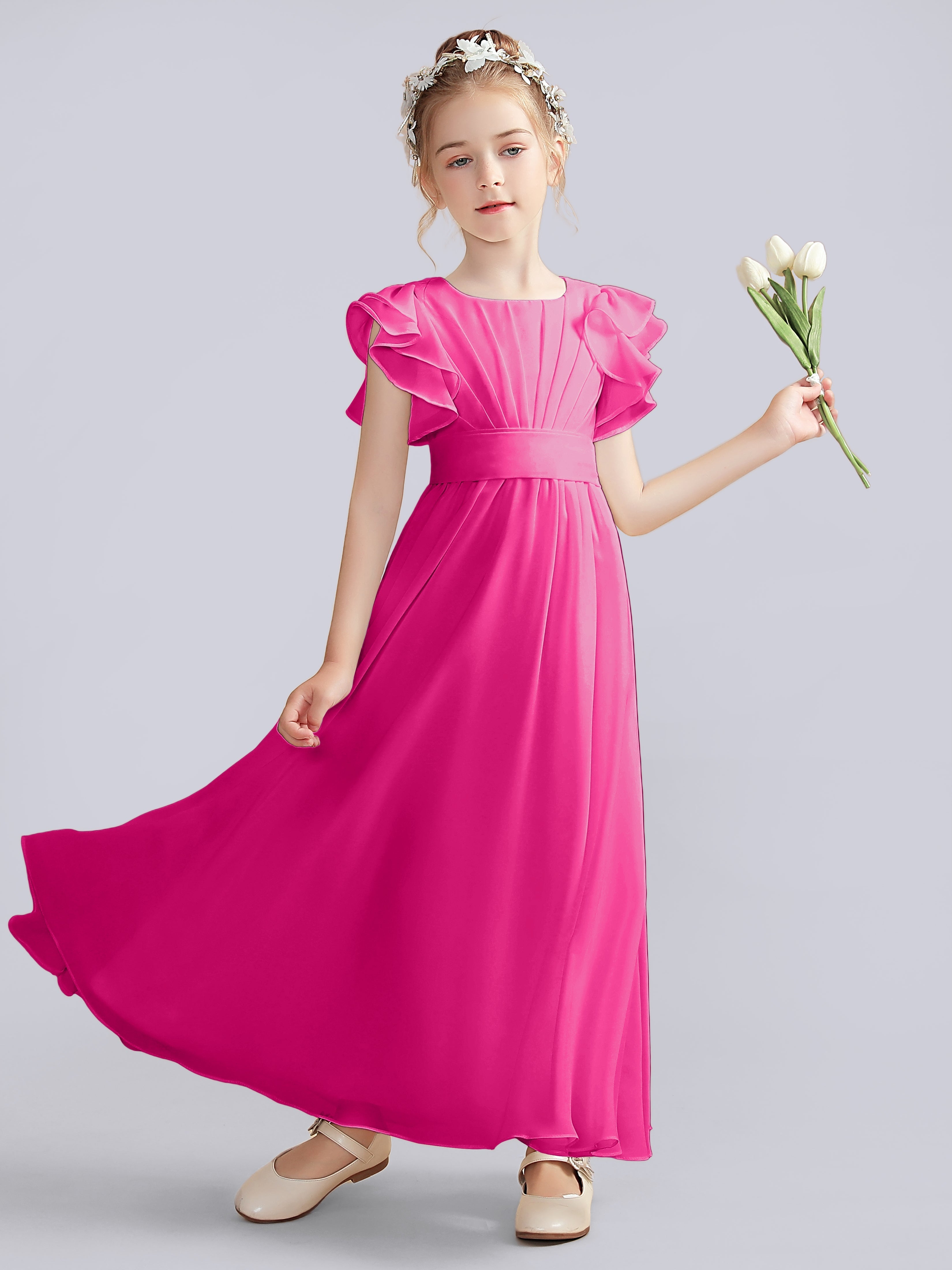 Flutter Crinkle Chiffon Kleid für Junge Brautjungfern