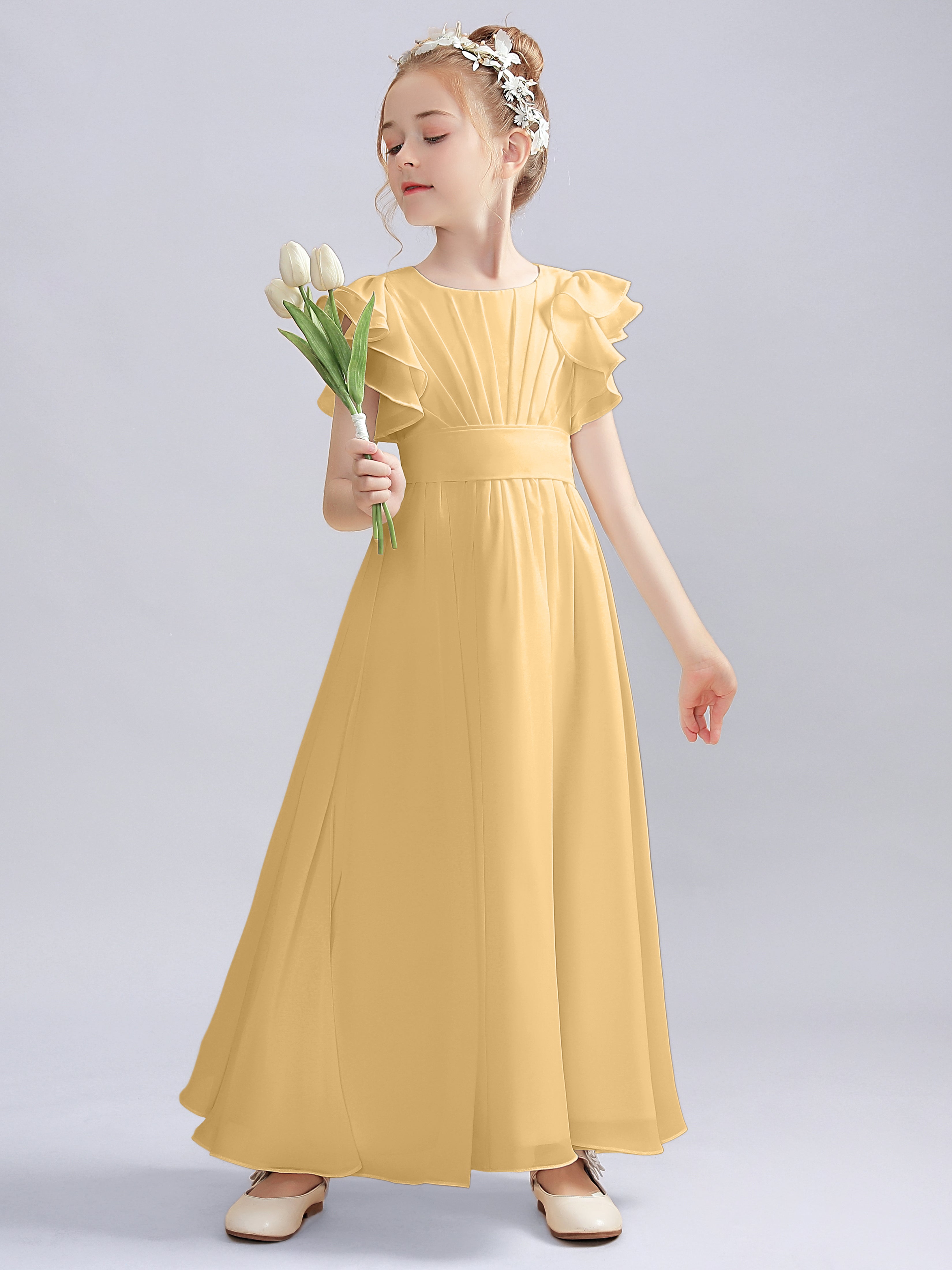 Flutter Crinkle Chiffon Kleid für Junge Brautjungfern