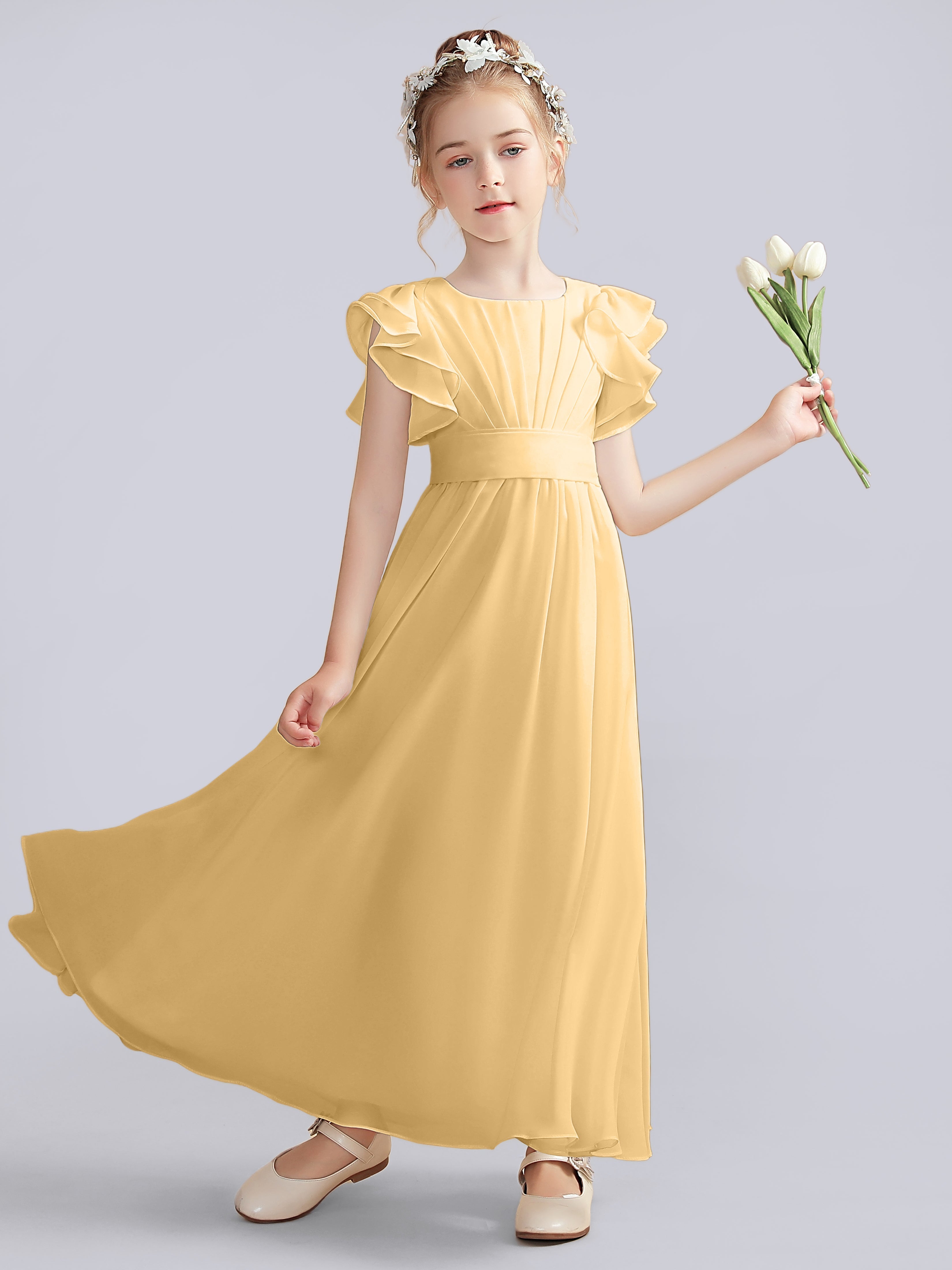 Flutter Crinkle Chiffon Kleid für Junge Brautjungfern