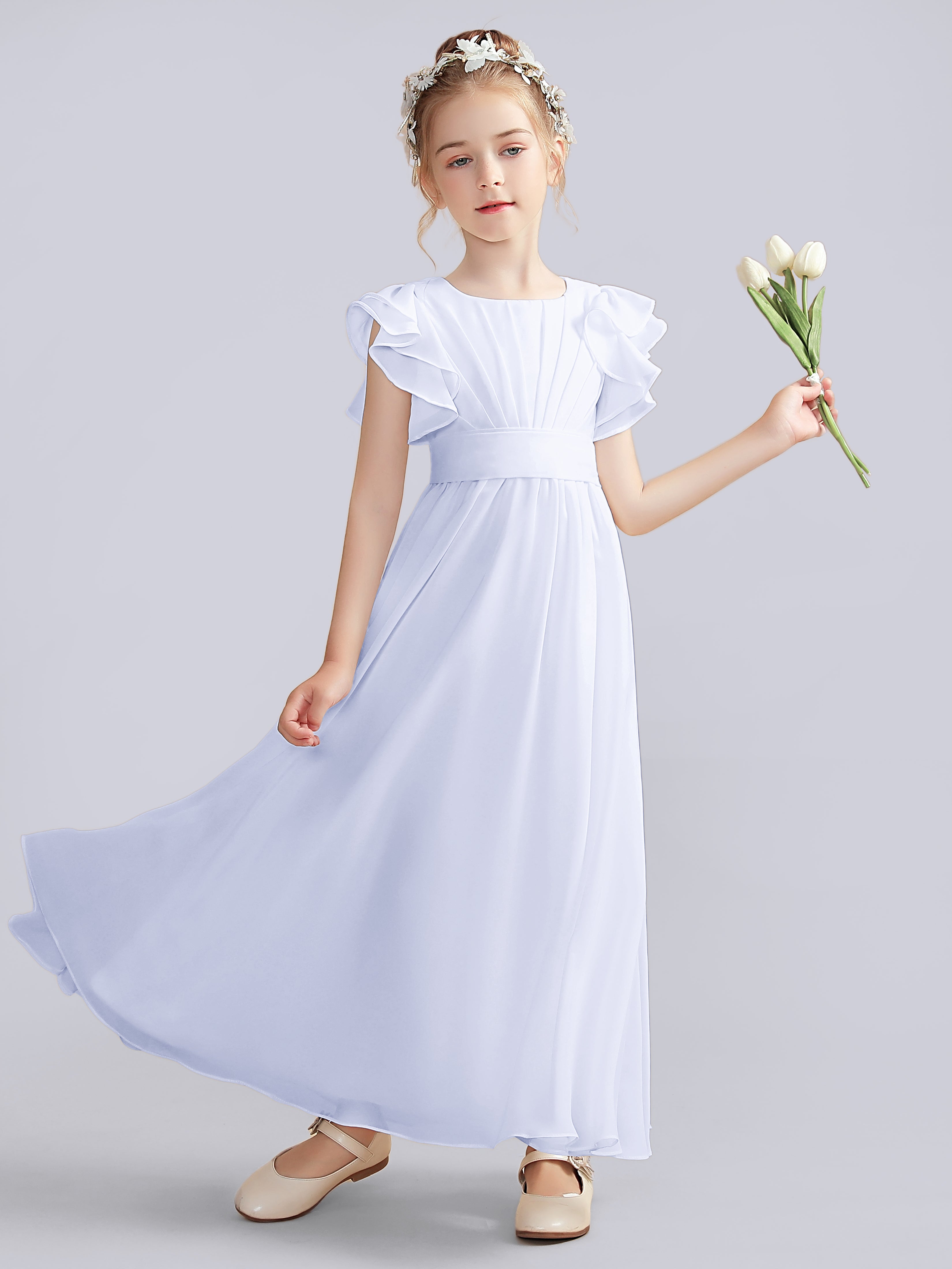 Flutter Crinkle Chiffon Kleid für Junge Brautjungfern