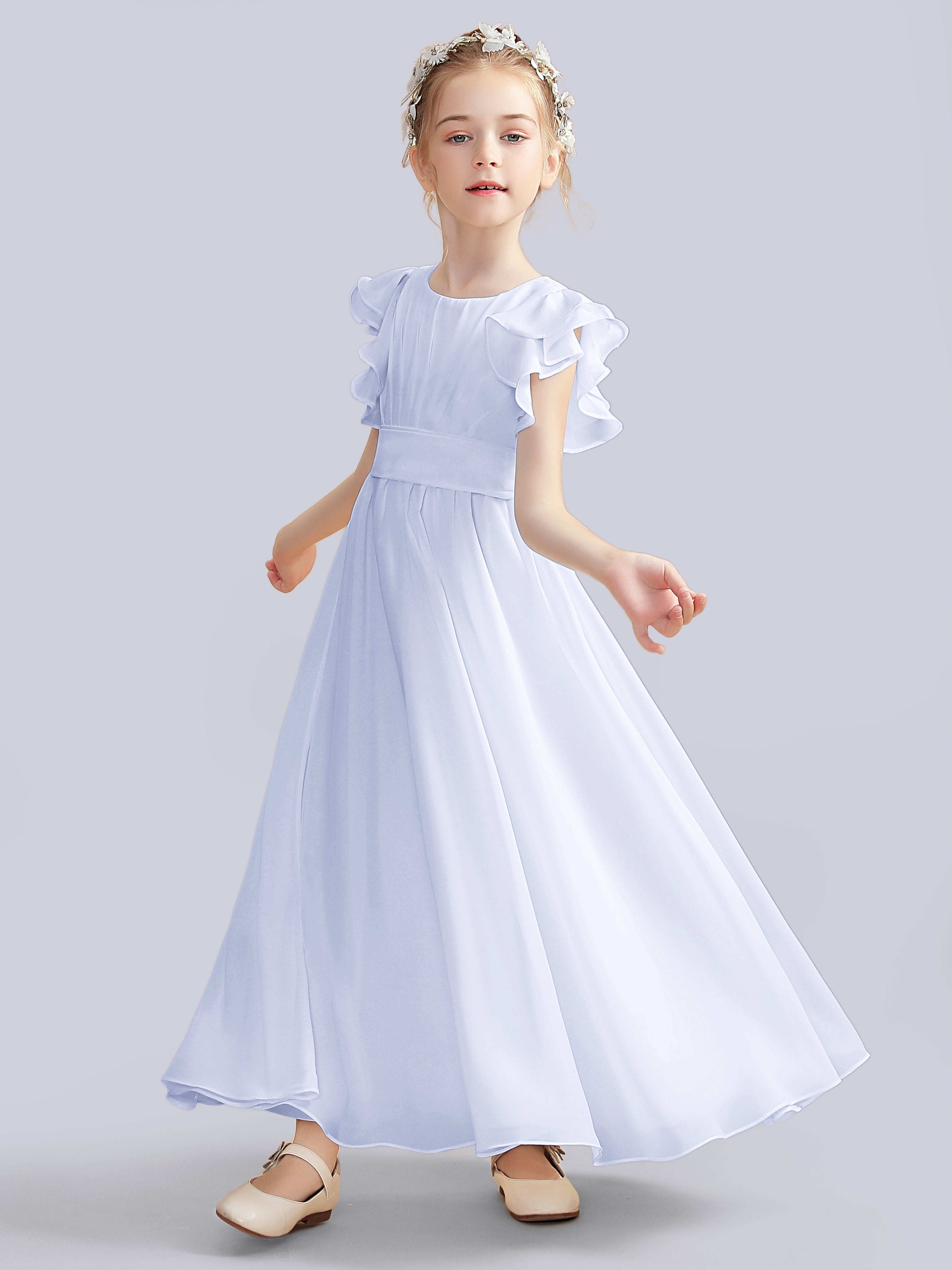 Flutter Crinkle Chiffon Kleid für Junge Brautjungfern