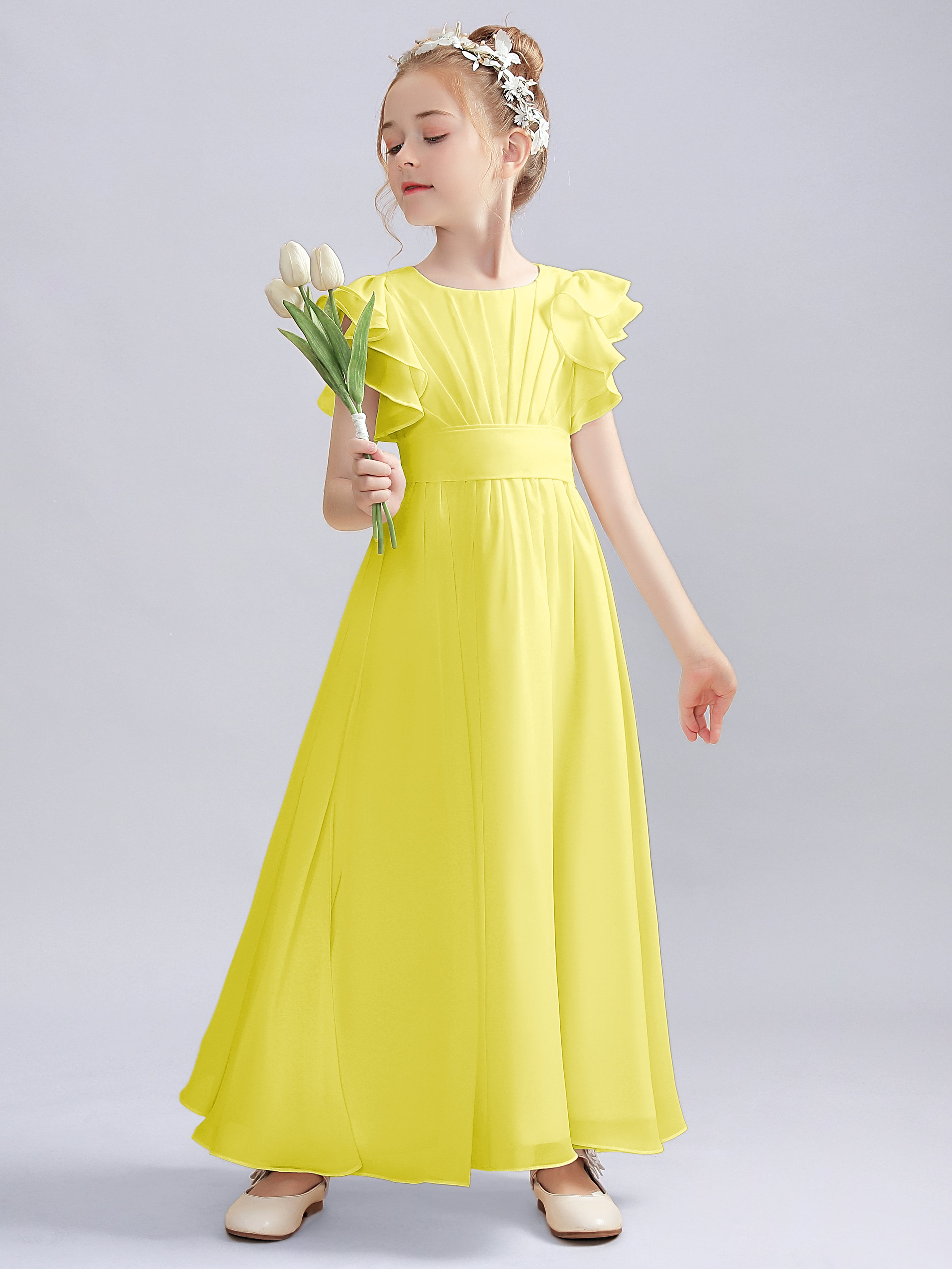 Flutter Crinkle Chiffon Kleid für Junge Brautjungfern