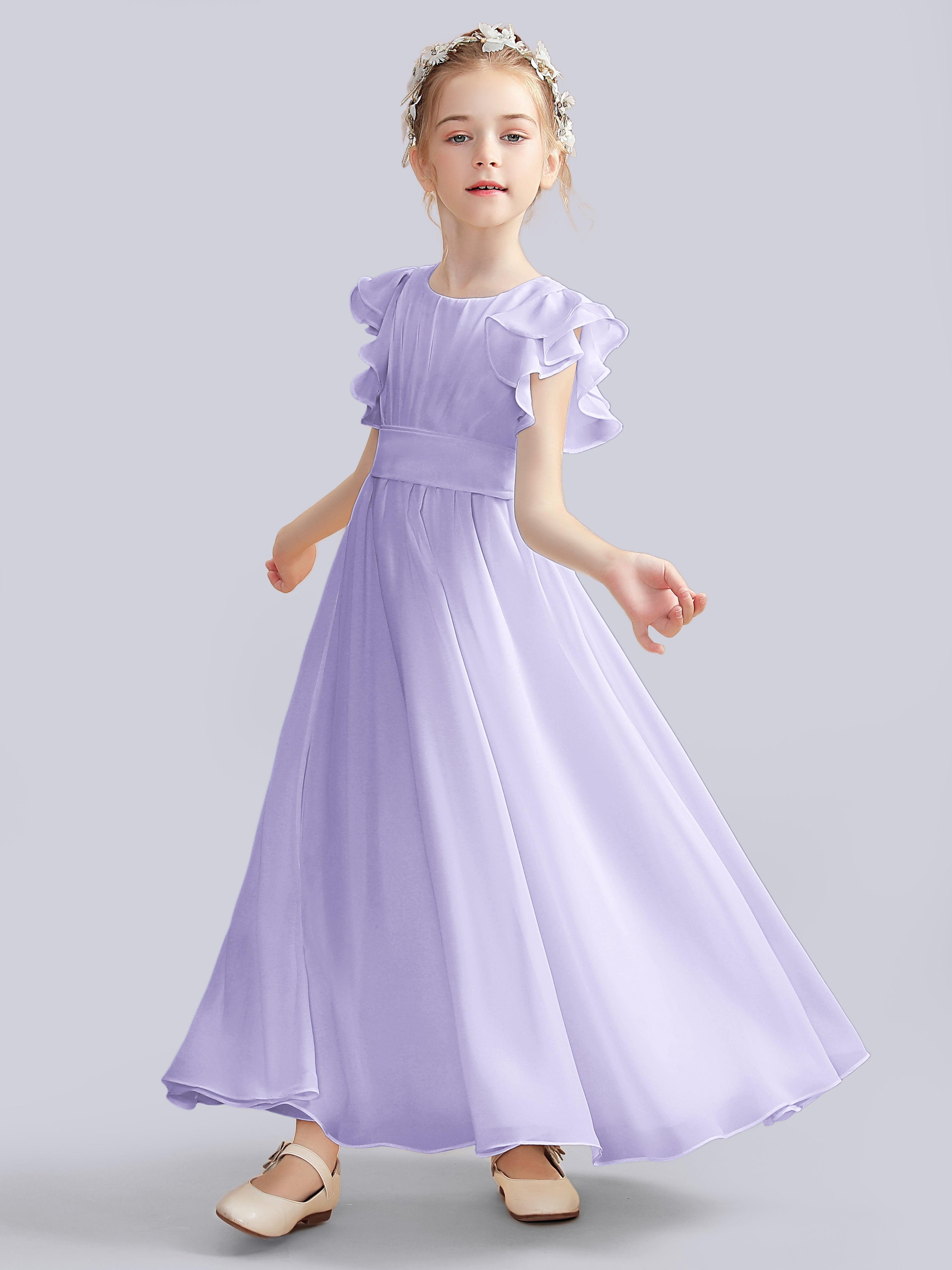 Flutter Crinkle Chiffon Kleid für Junge Brautjungfern