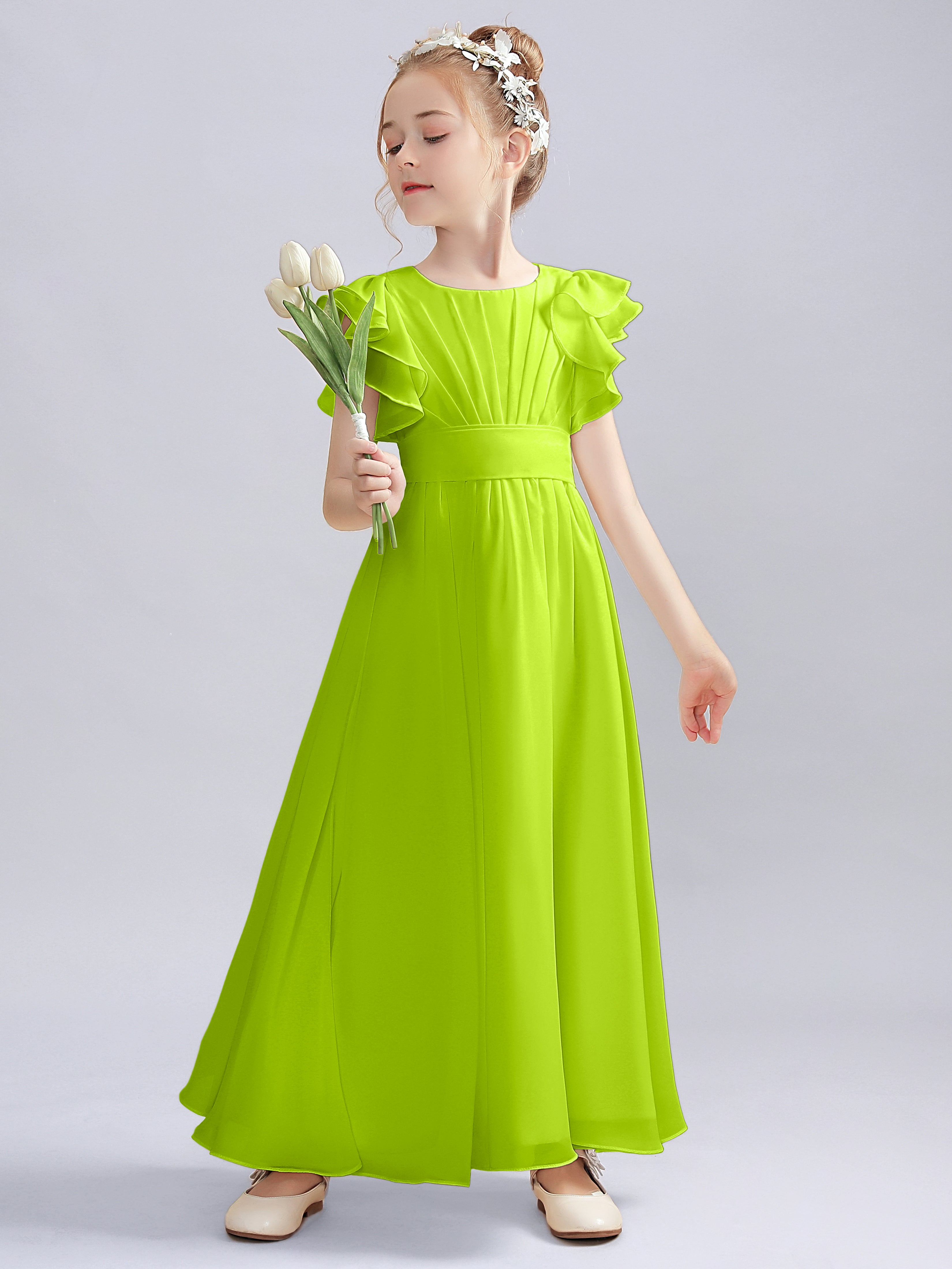 Flutter Crinkle Chiffon Kleid für Junge Brautjungfern