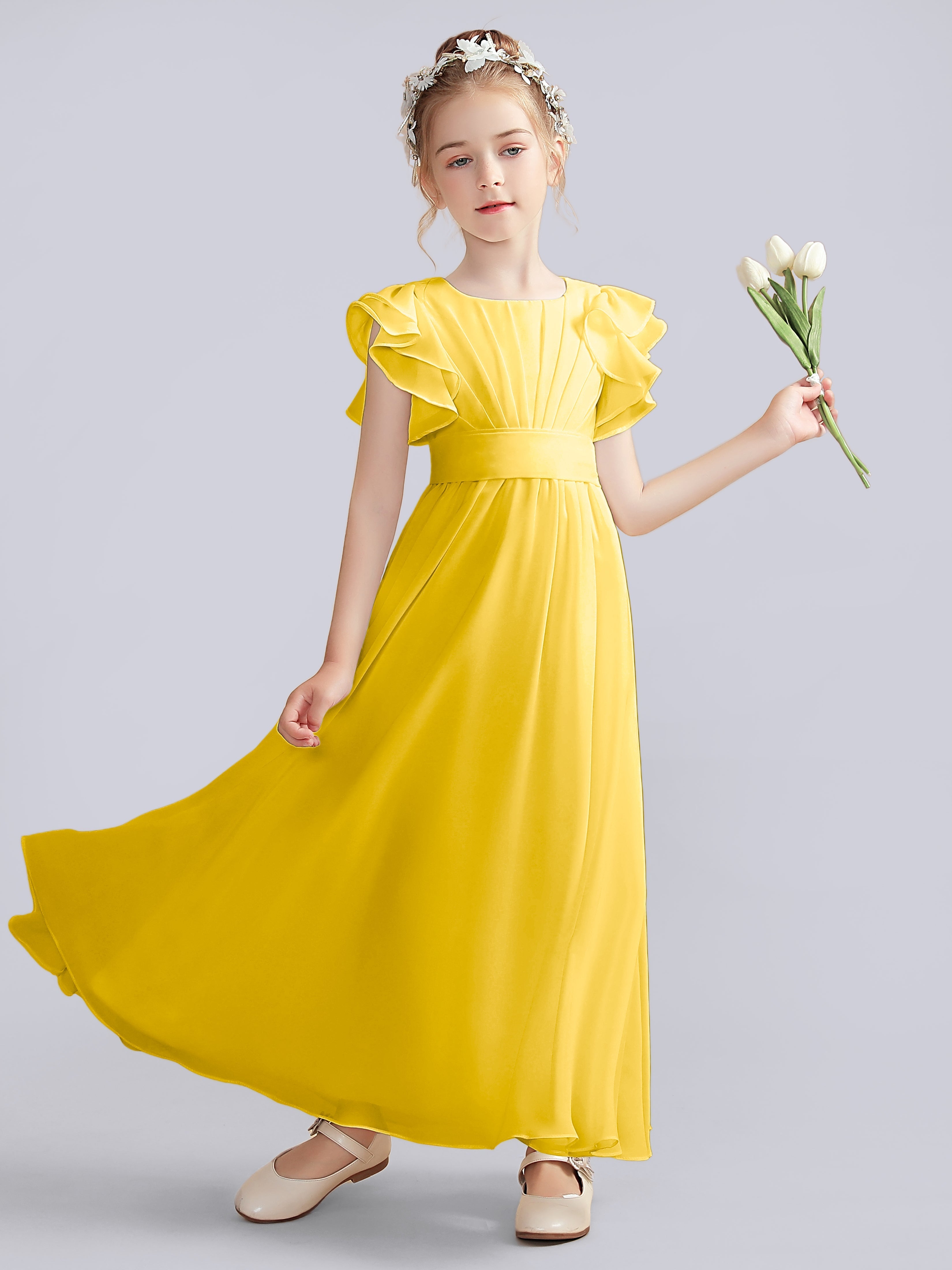 Flutter Crinkle Chiffon Kleid für Junge Brautjungfern