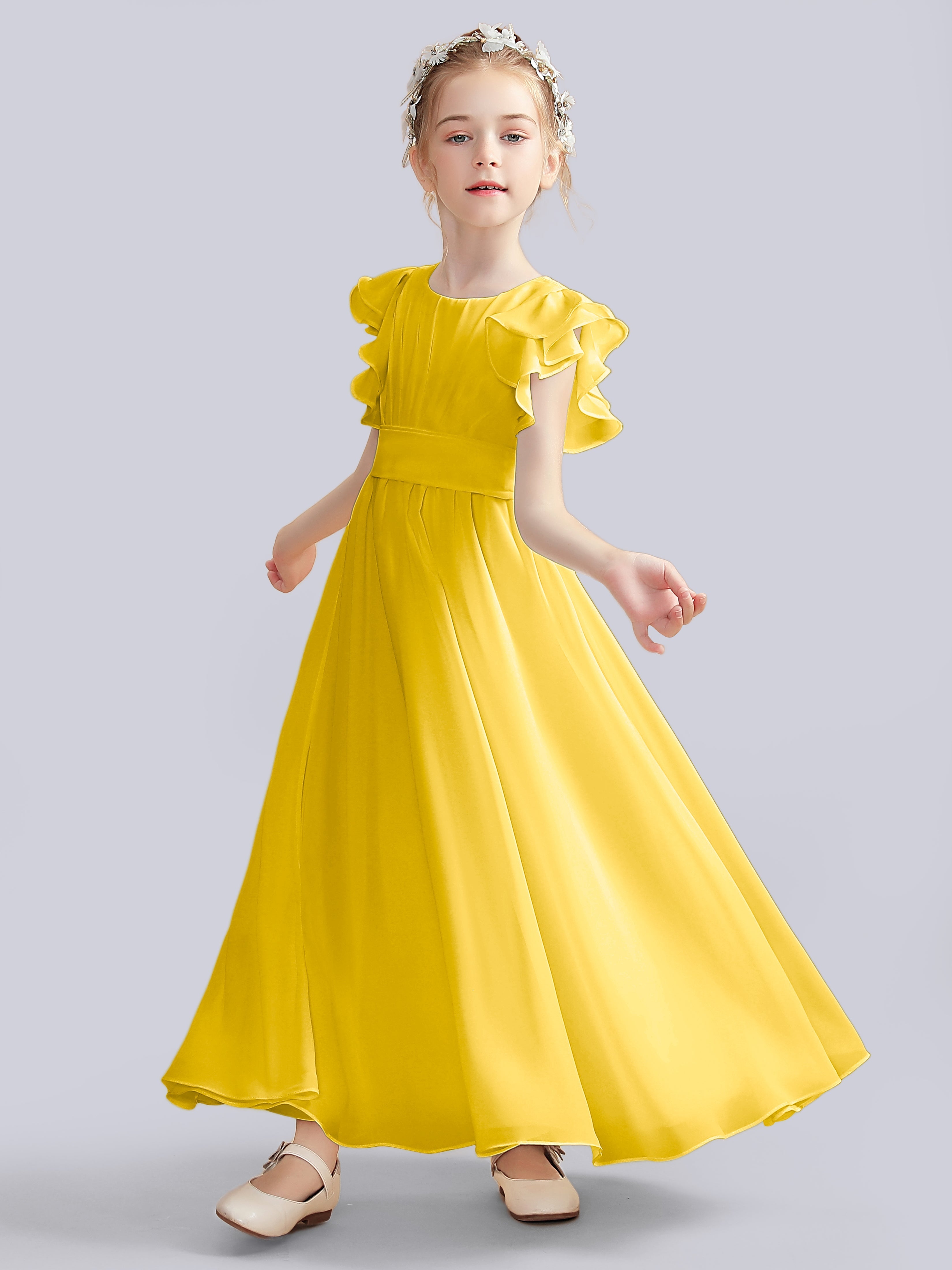 Flutter Crinkle Chiffon Kleid für Junge Brautjungfern