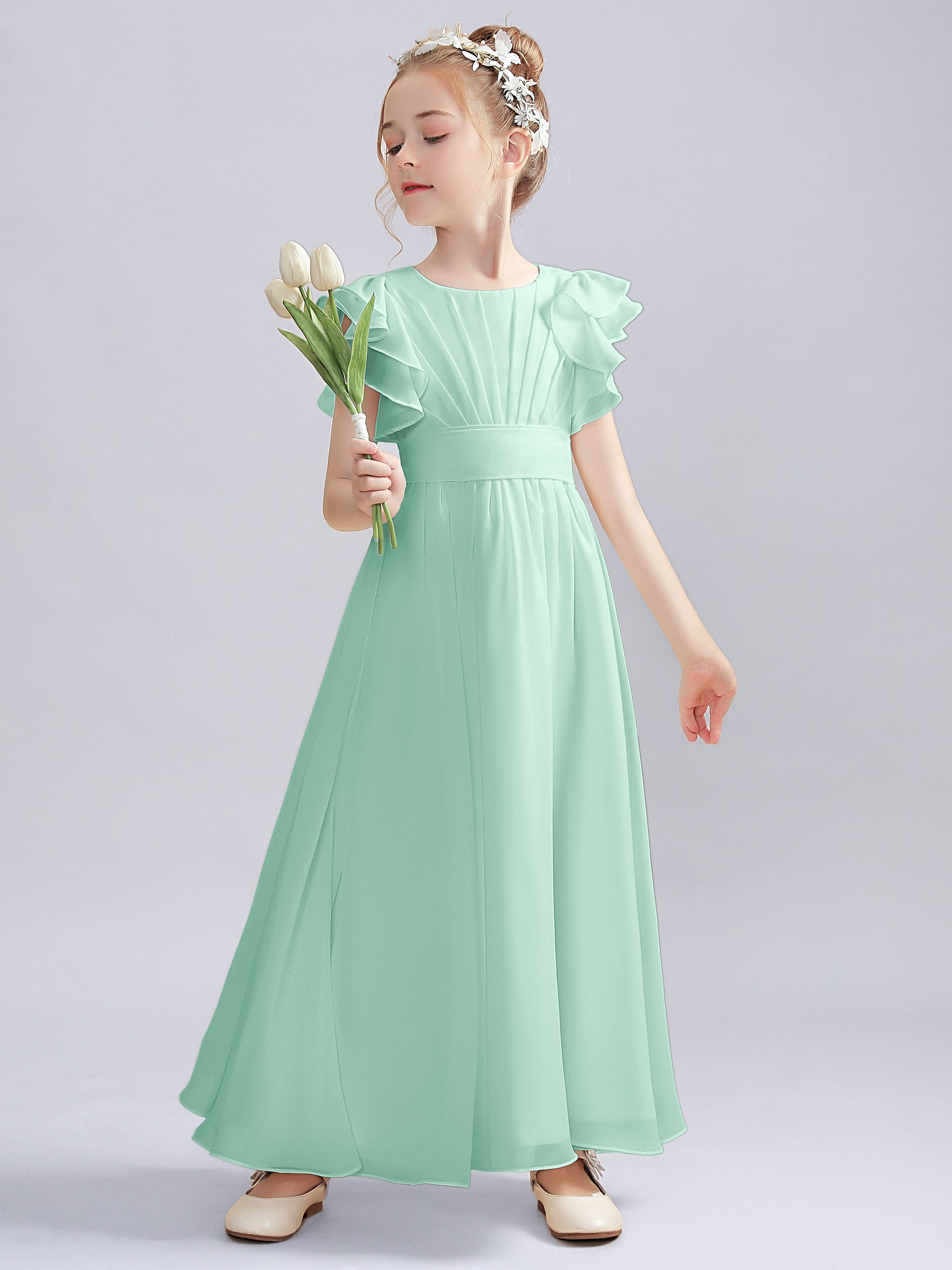 Flutter Crinkle Chiffon Kleid für Junge Brautjungfern