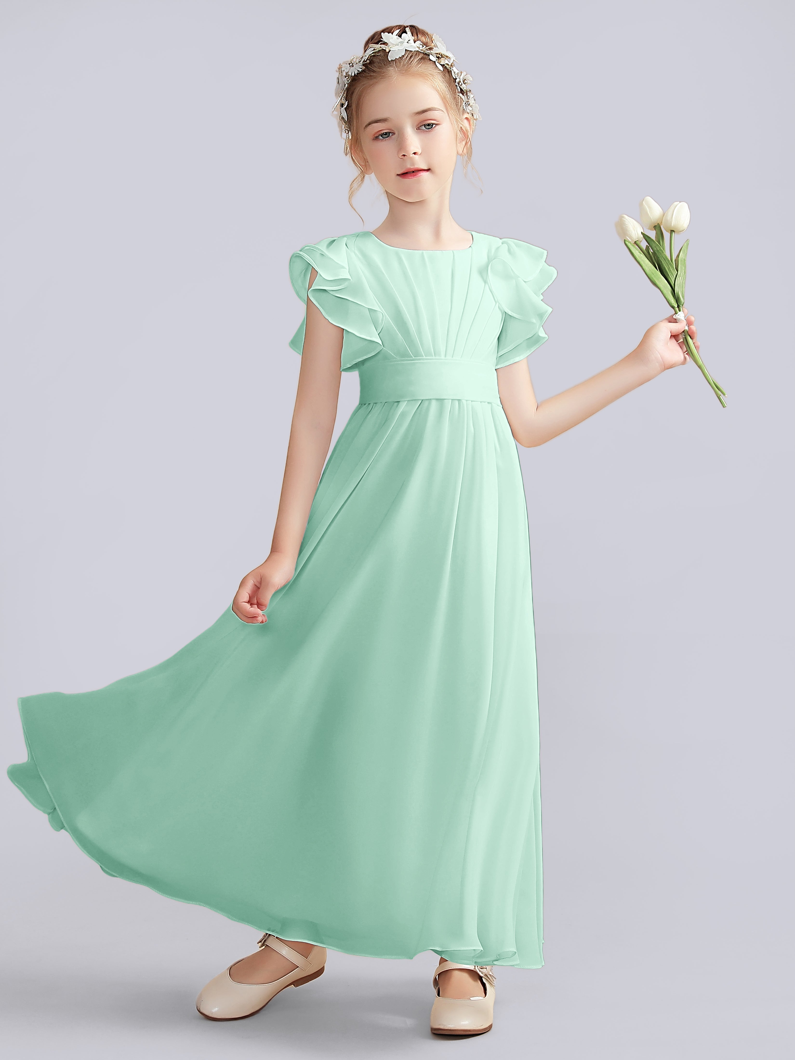 Flutter Crinkle Chiffon Kleid für Junge Brautjungfern