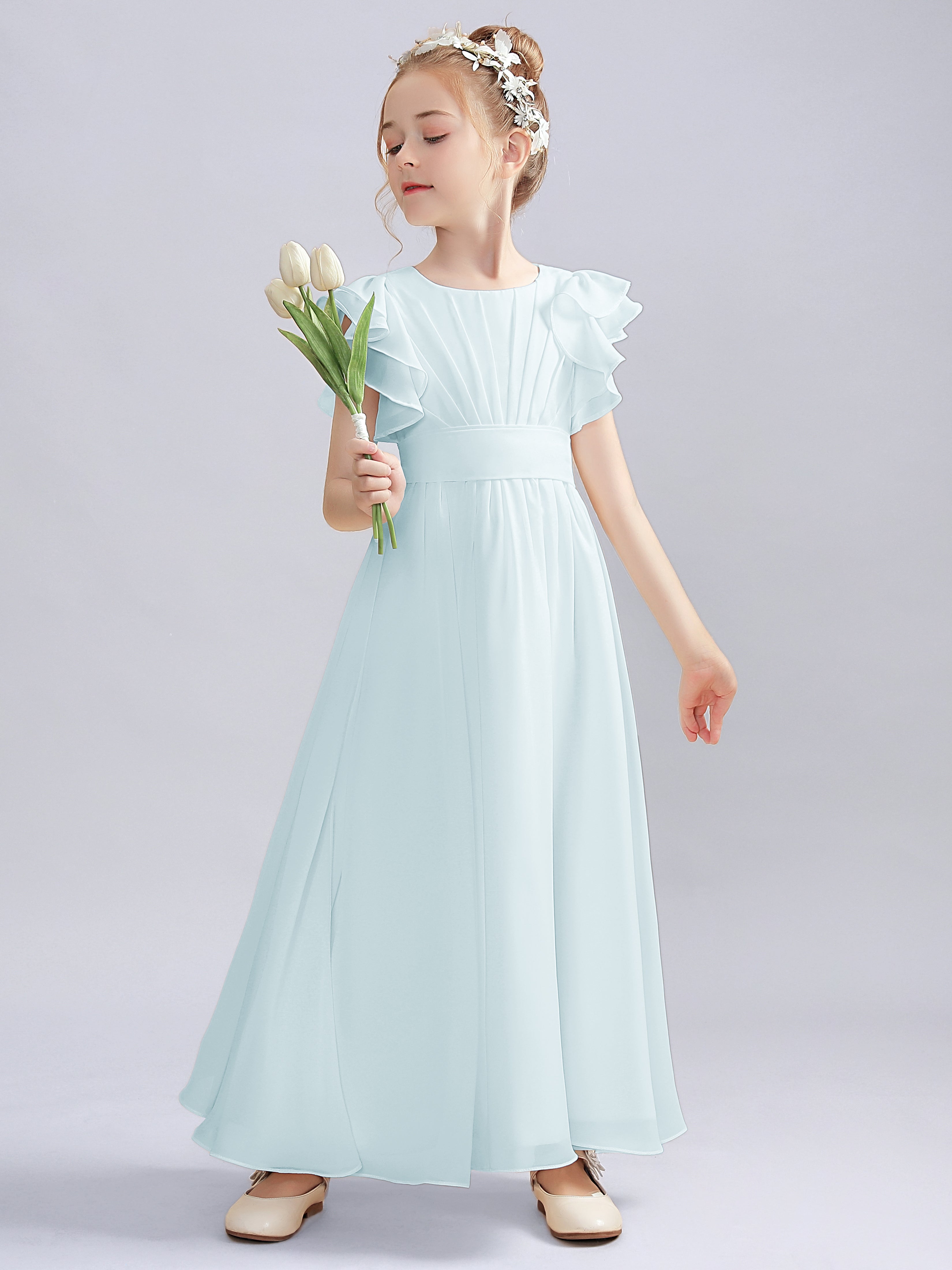 Flutter Crinkle Chiffon Kleid für Junge Brautjungfern