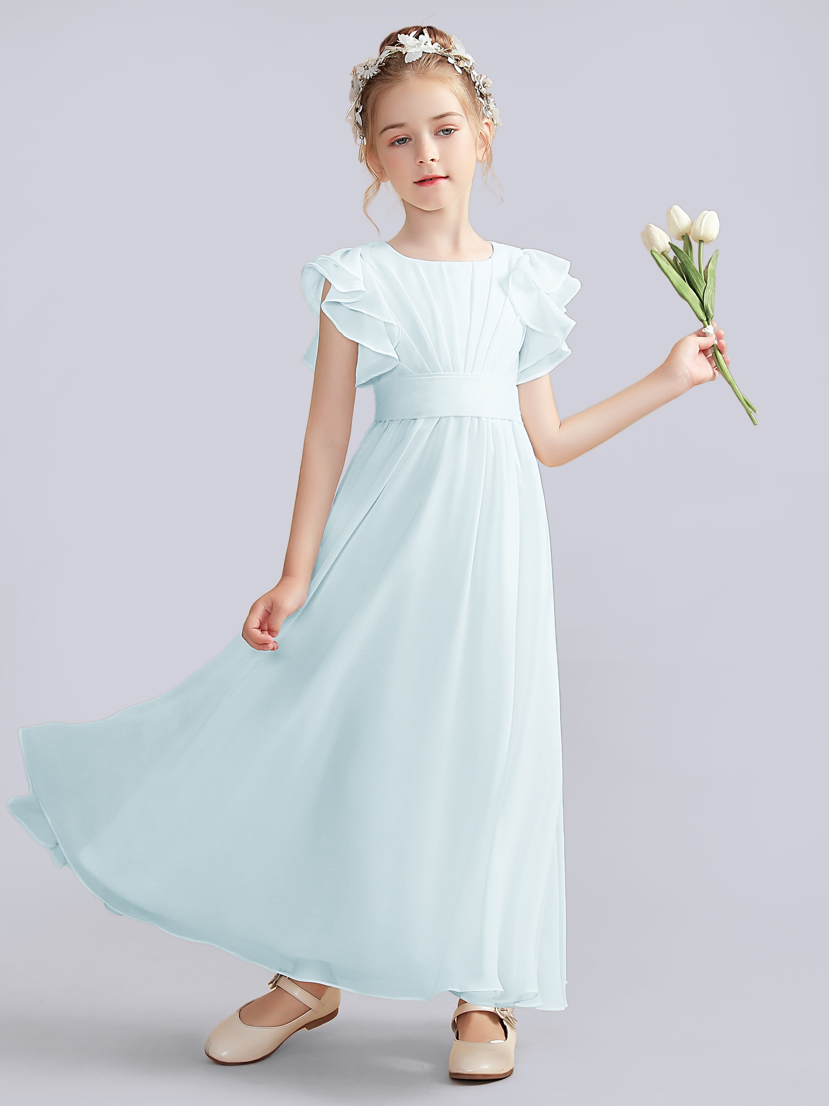 Flutter Crinkle Chiffon Kleid für Junge Brautjungfern