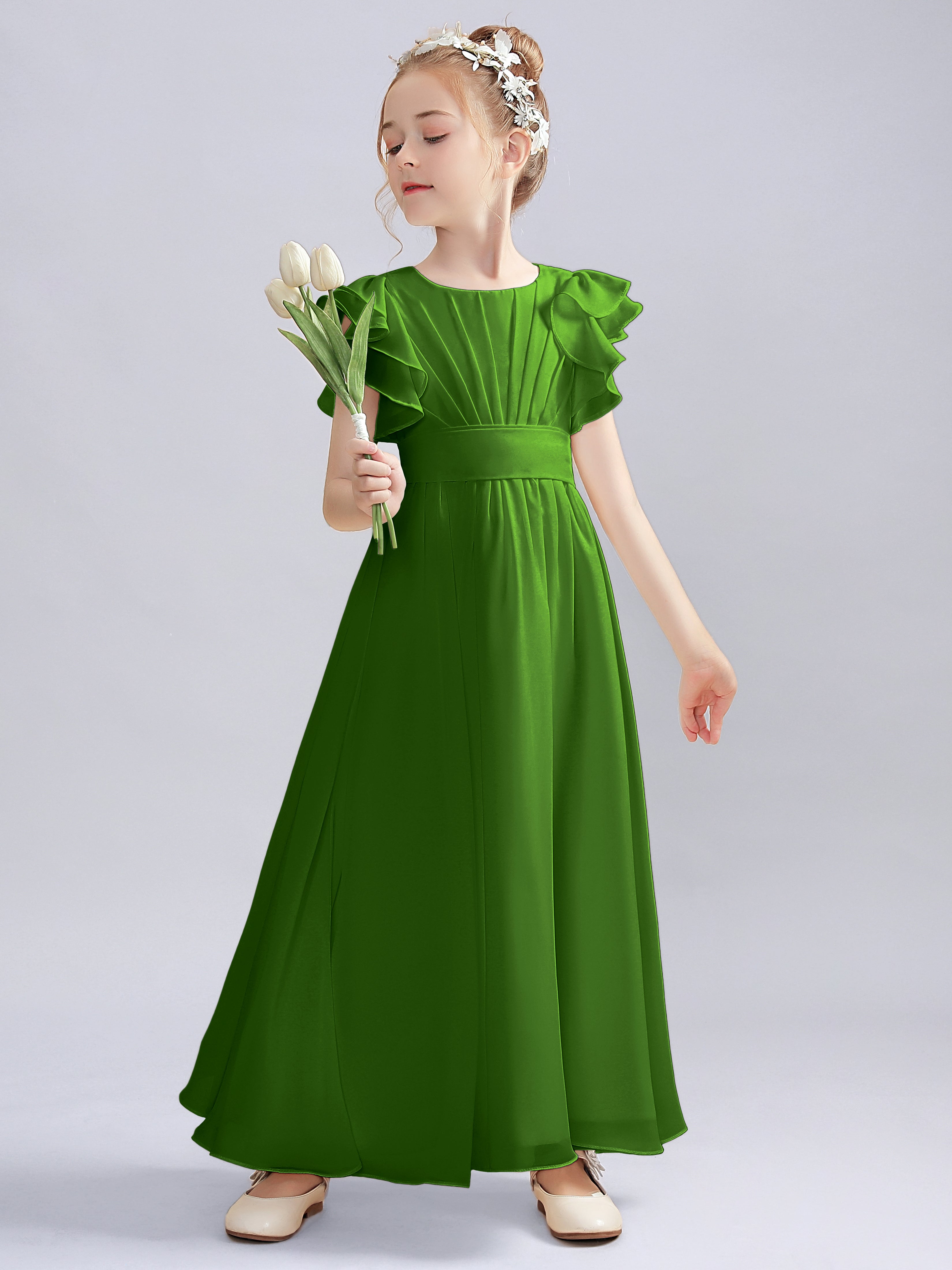 Flutter Crinkle Chiffon Kleid für Junge Brautjungfern