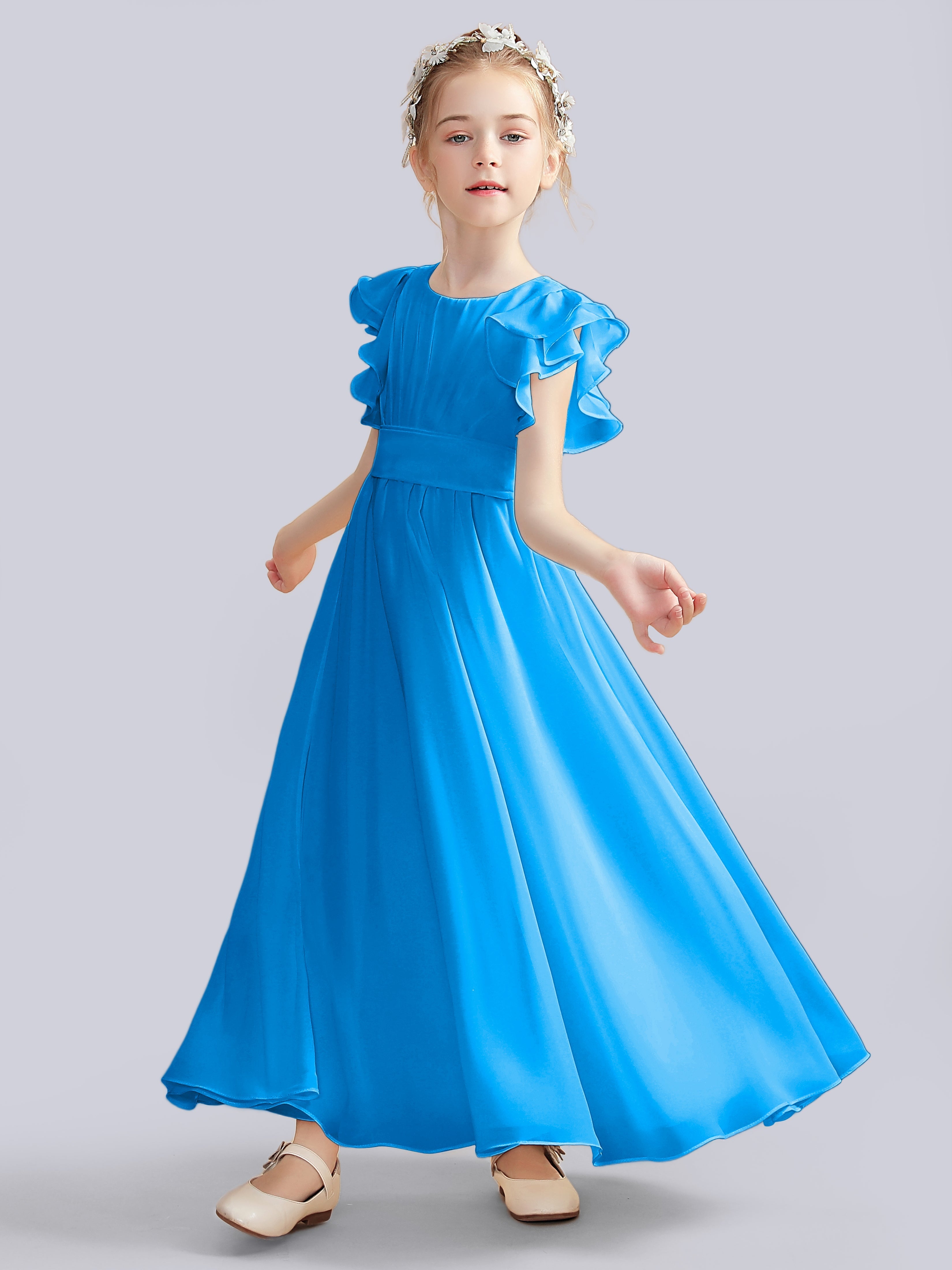 Flutter Crinkle Chiffon Kleid für Junge Brautjungfern