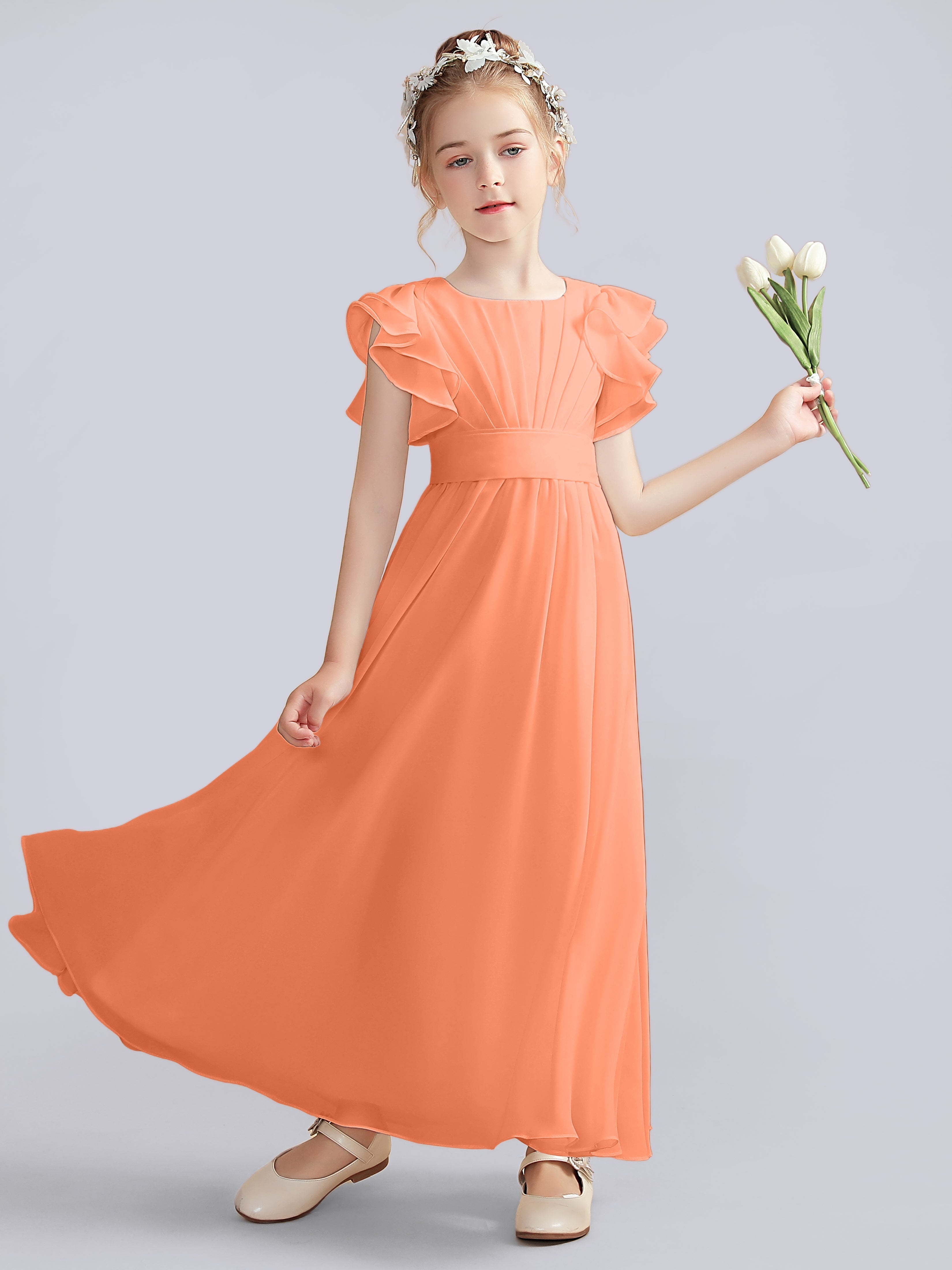 Flutter Crinkle Chiffon Kleid für Junge Brautjungfern