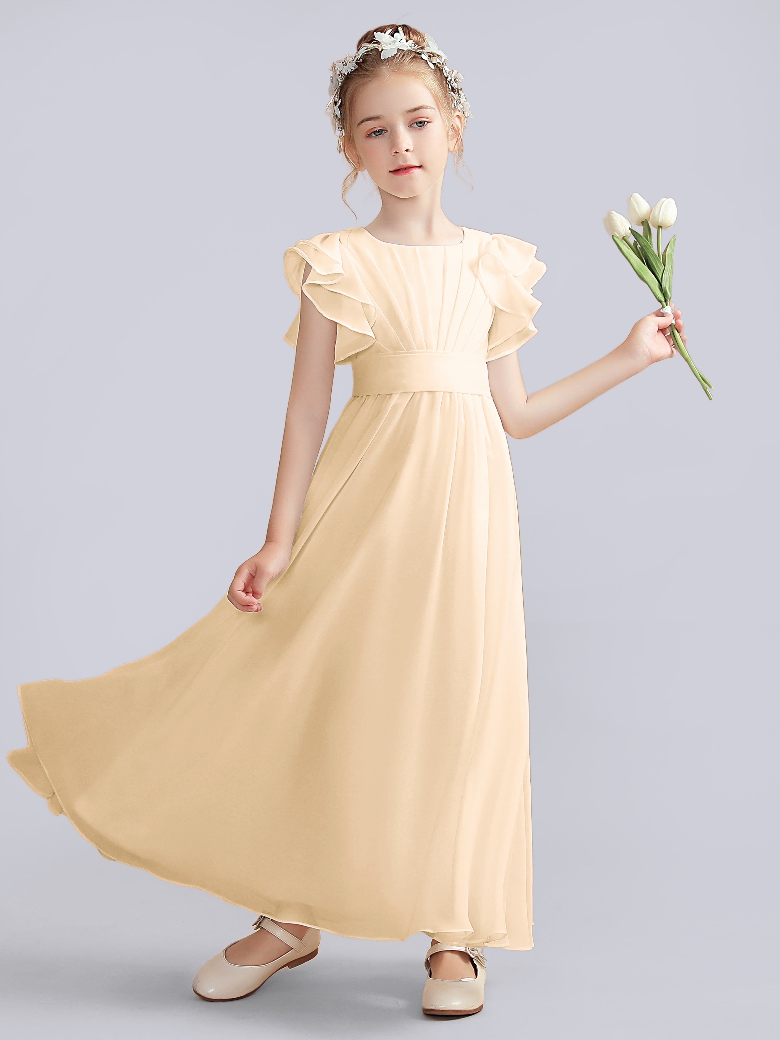 Flutter Crinkle Chiffon Kleid für Junge Brautjungfern