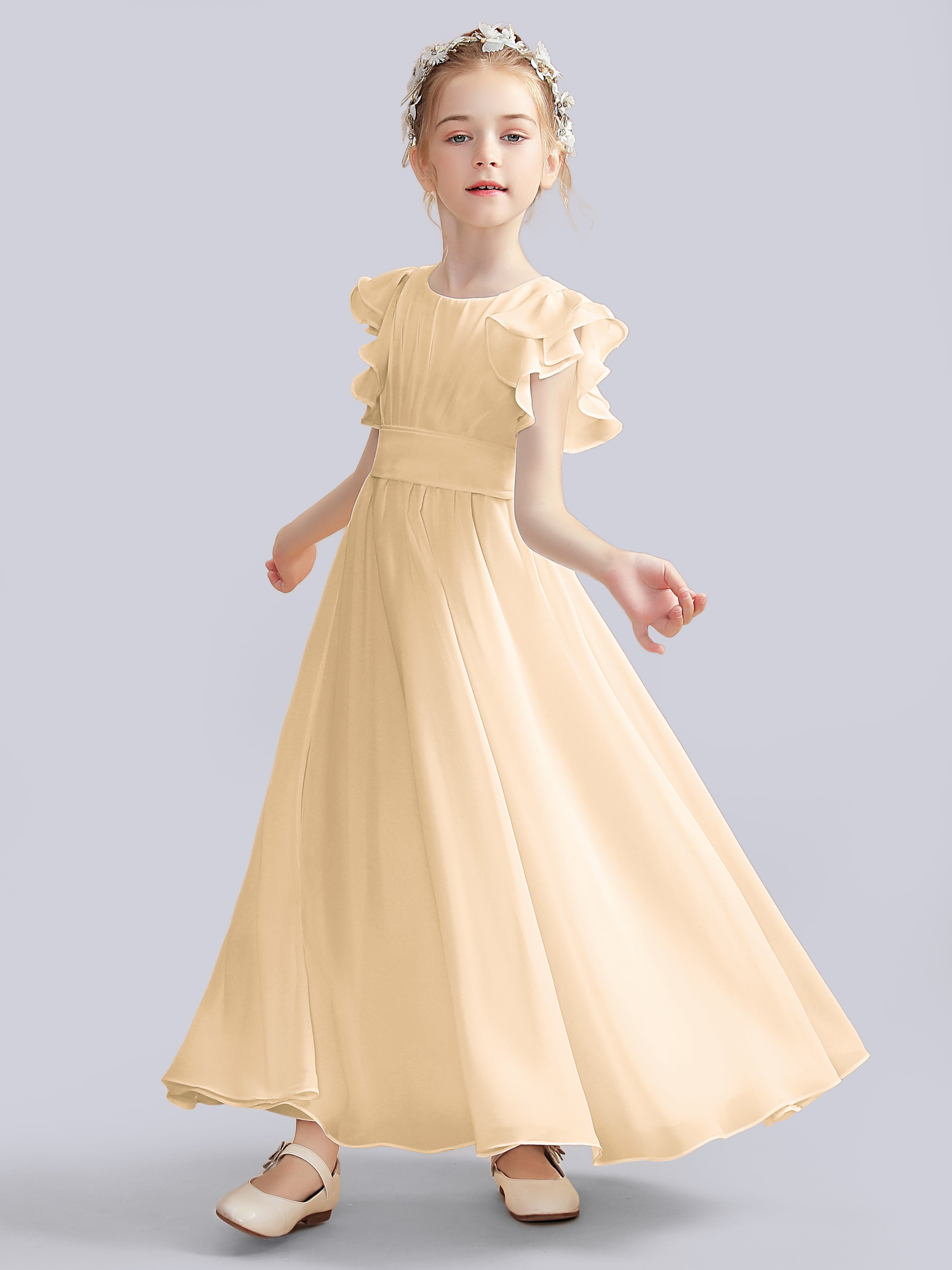 Flutter Crinkle Chiffon Kleid für Junge Brautjungfern