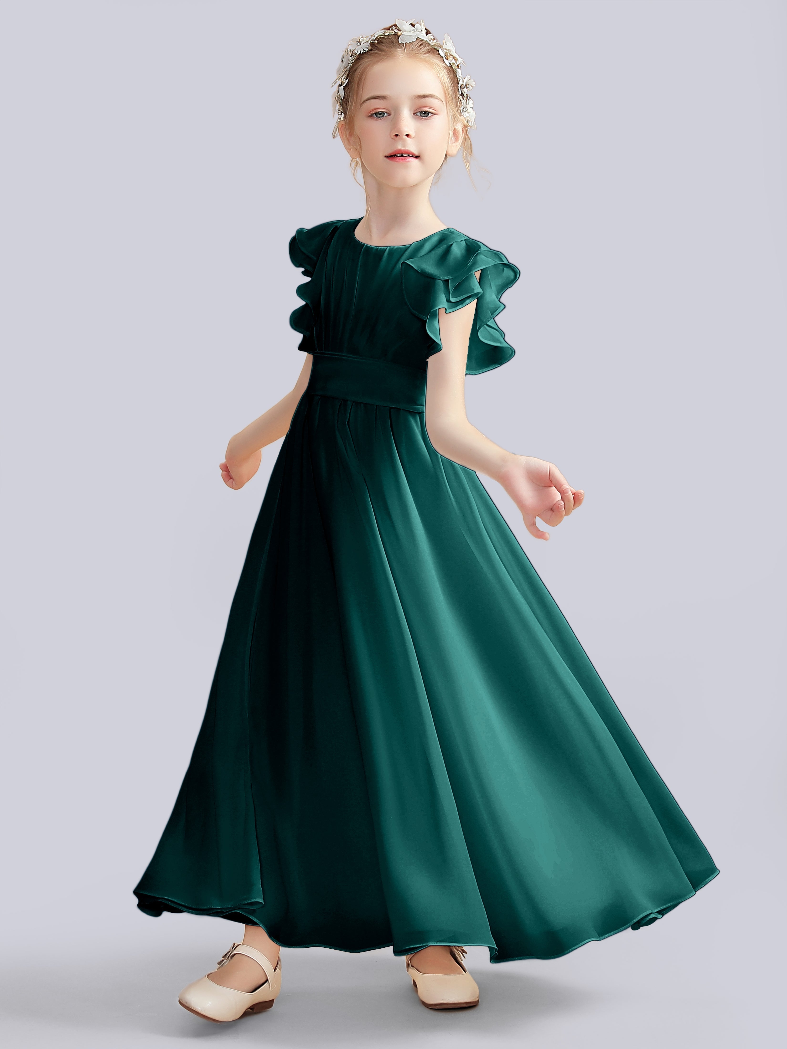 Flutter Crinkle Chiffon Kleid für Junge Brautjungfern