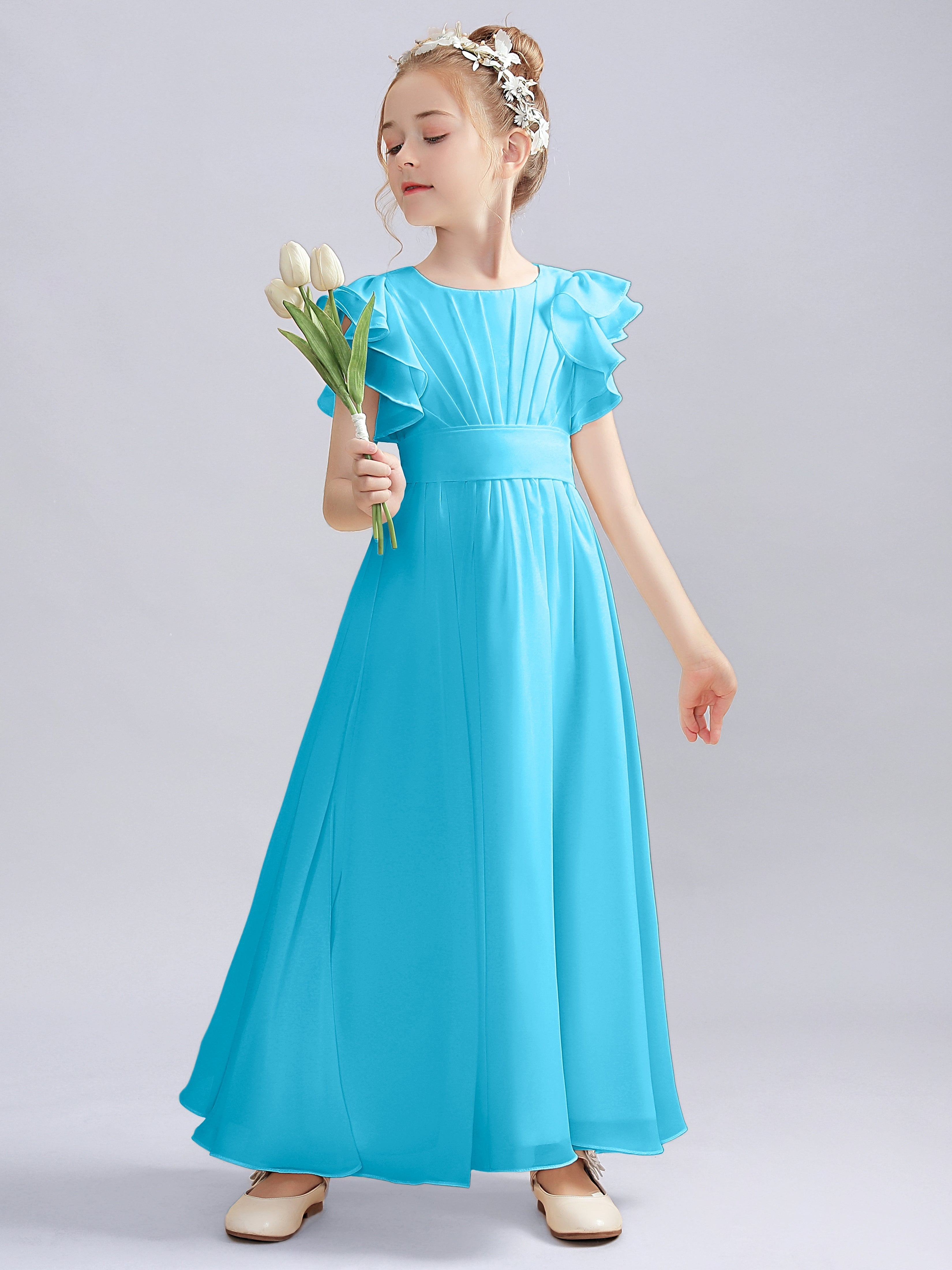 Flutter Crinkle Chiffon Kleid für Junge Brautjungfern