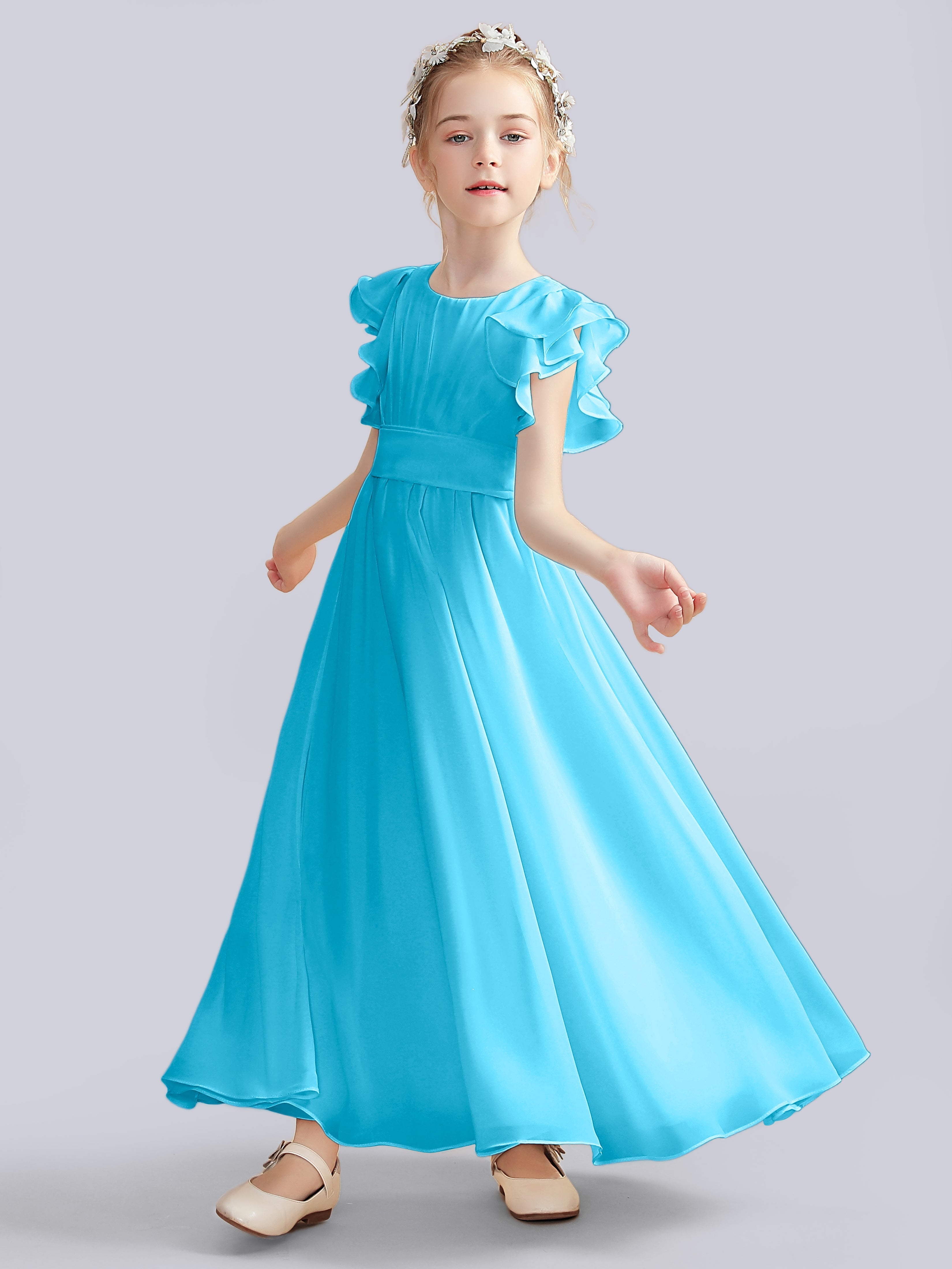 Flutter Crinkle Chiffon Kleid für Junge Brautjungfern