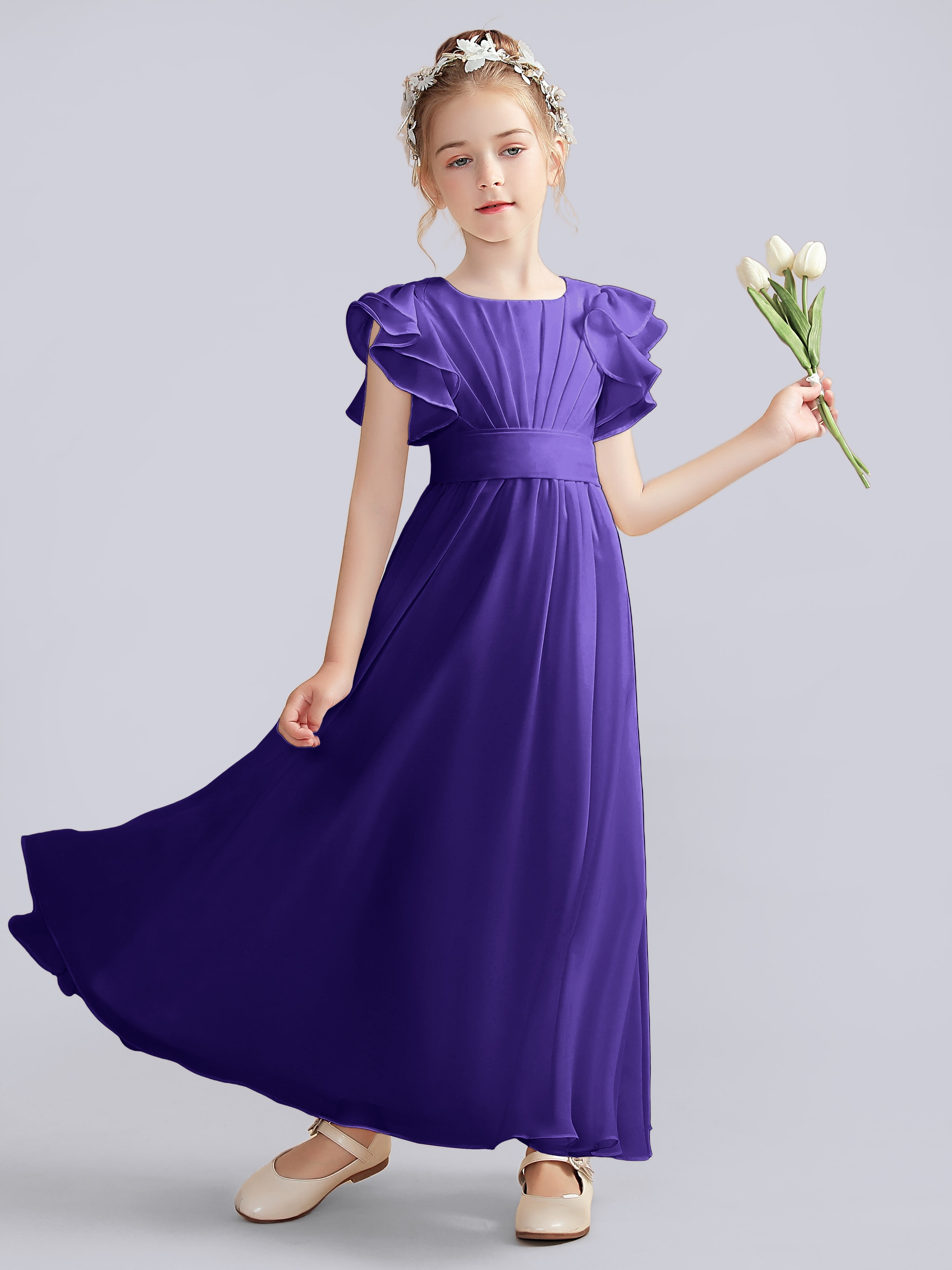 Flutter Crinkle Chiffon Kleid für Junge Brautjungfern