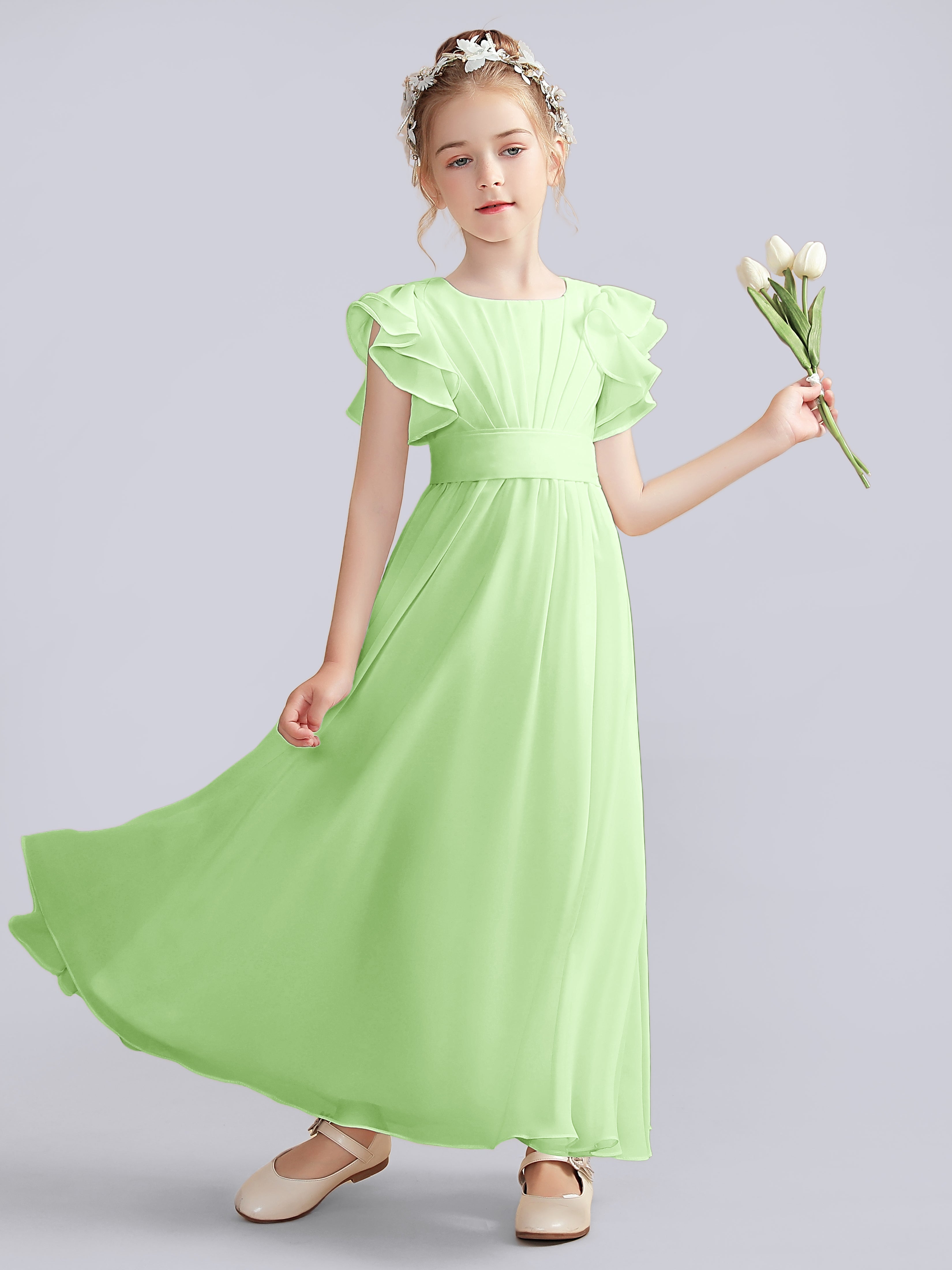 Flutter Crinkle Chiffon Kleid für Junge Brautjungfern