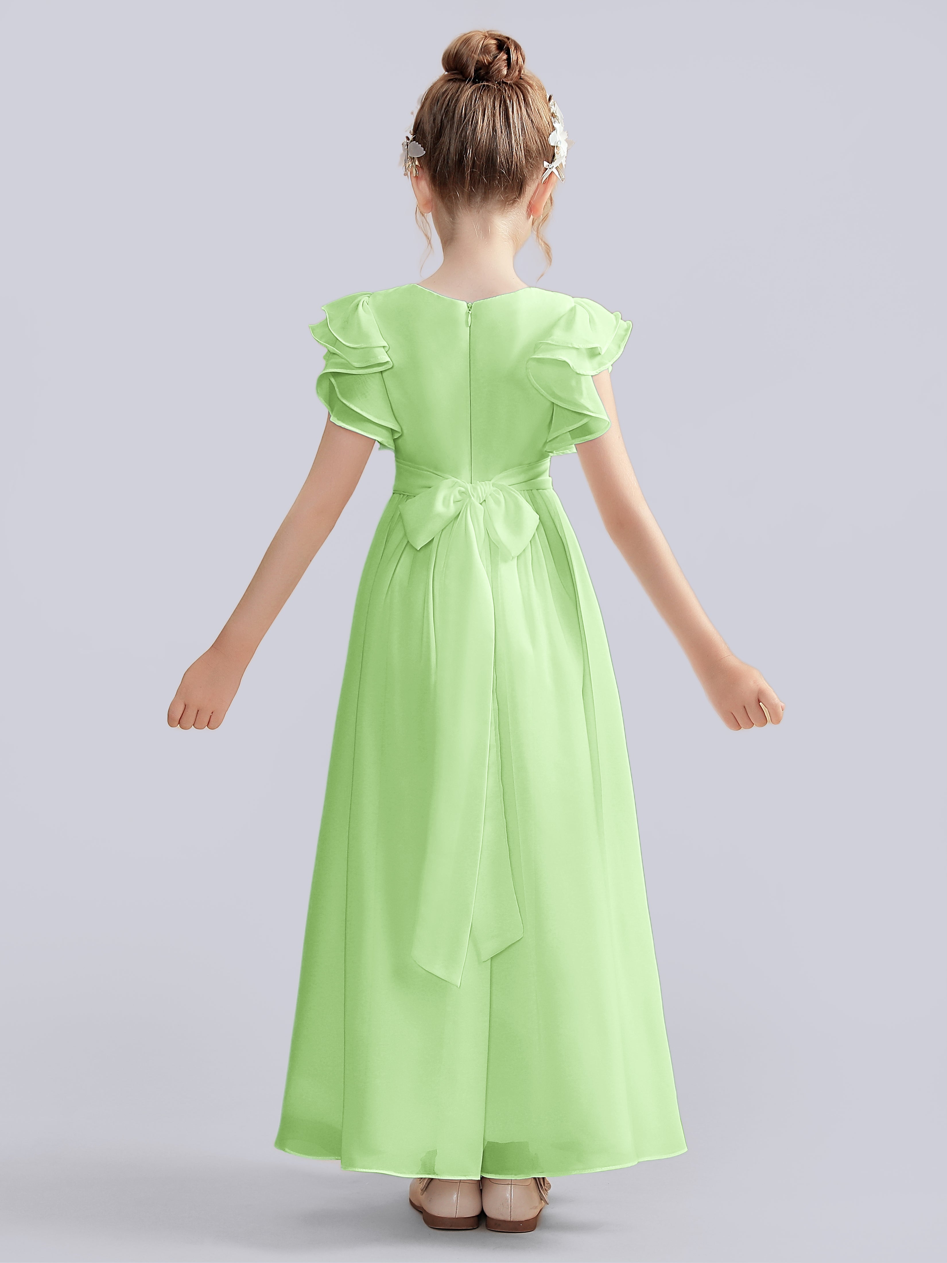 Flutter Crinkle Chiffon Kleid für Junge Brautjungfern