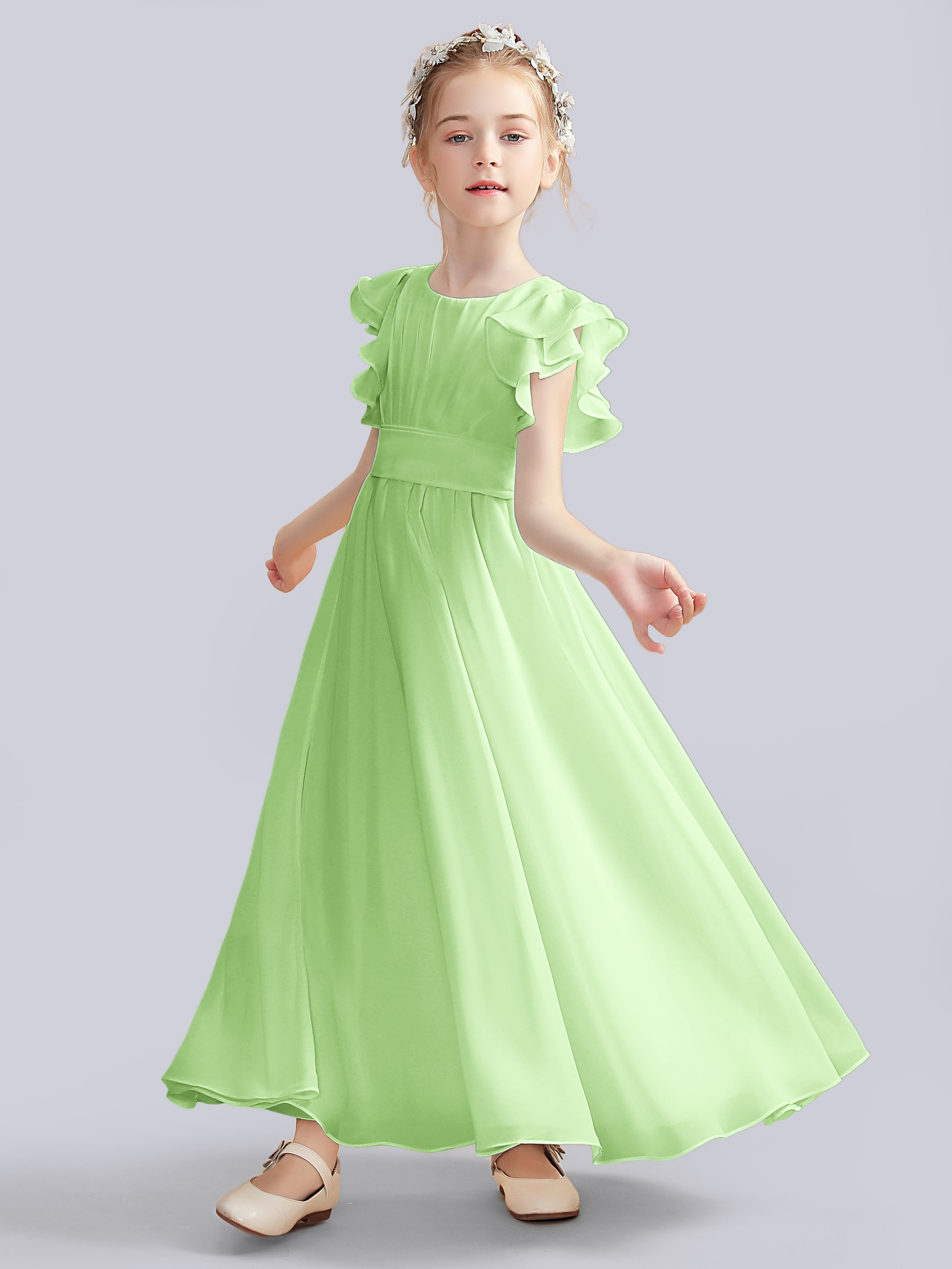 Flutter Crinkle Chiffon Kleid für Junge Brautjungfern