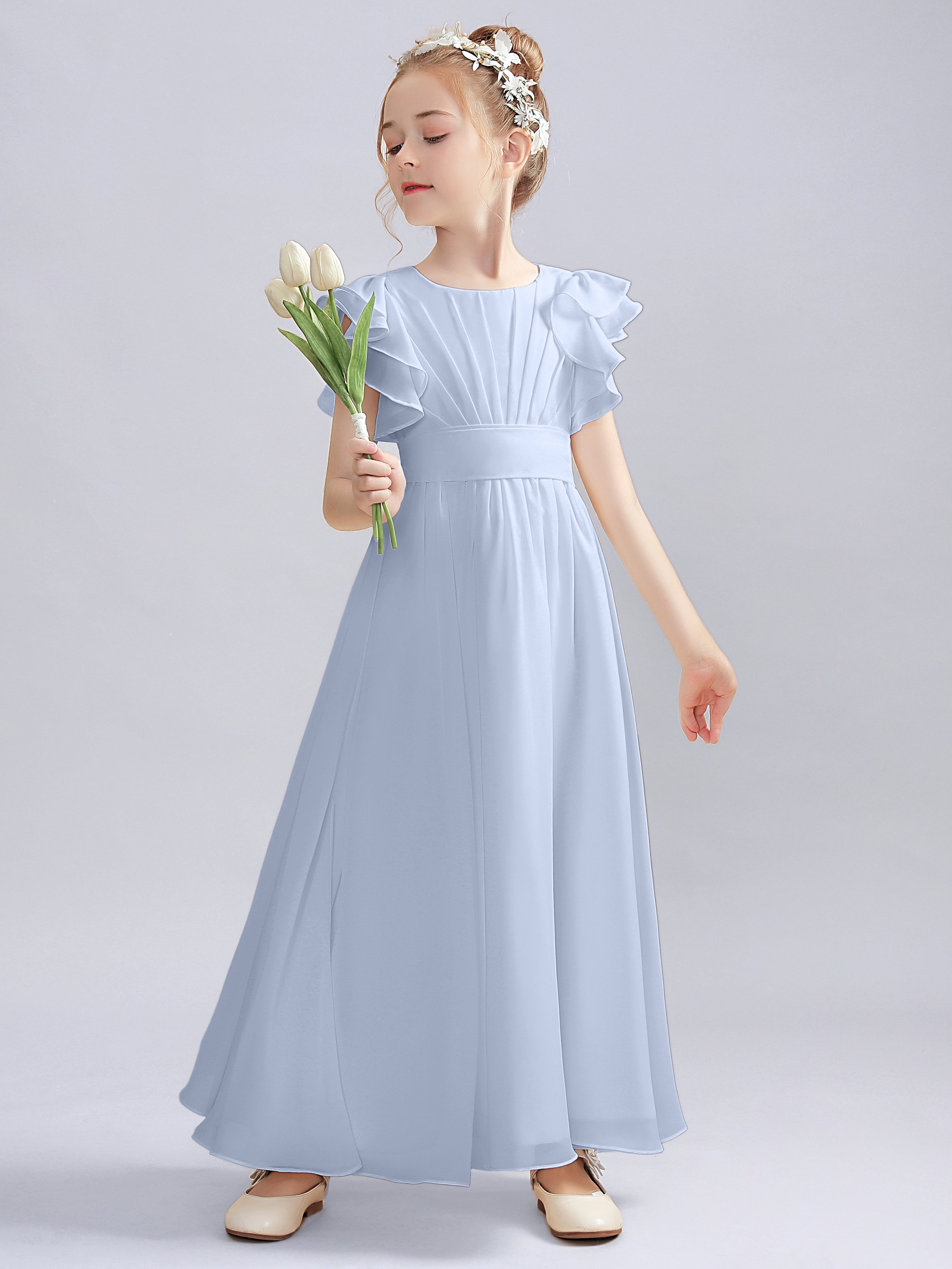 Flutter Crinkle Chiffon Kleid für Junge Brautjungfern