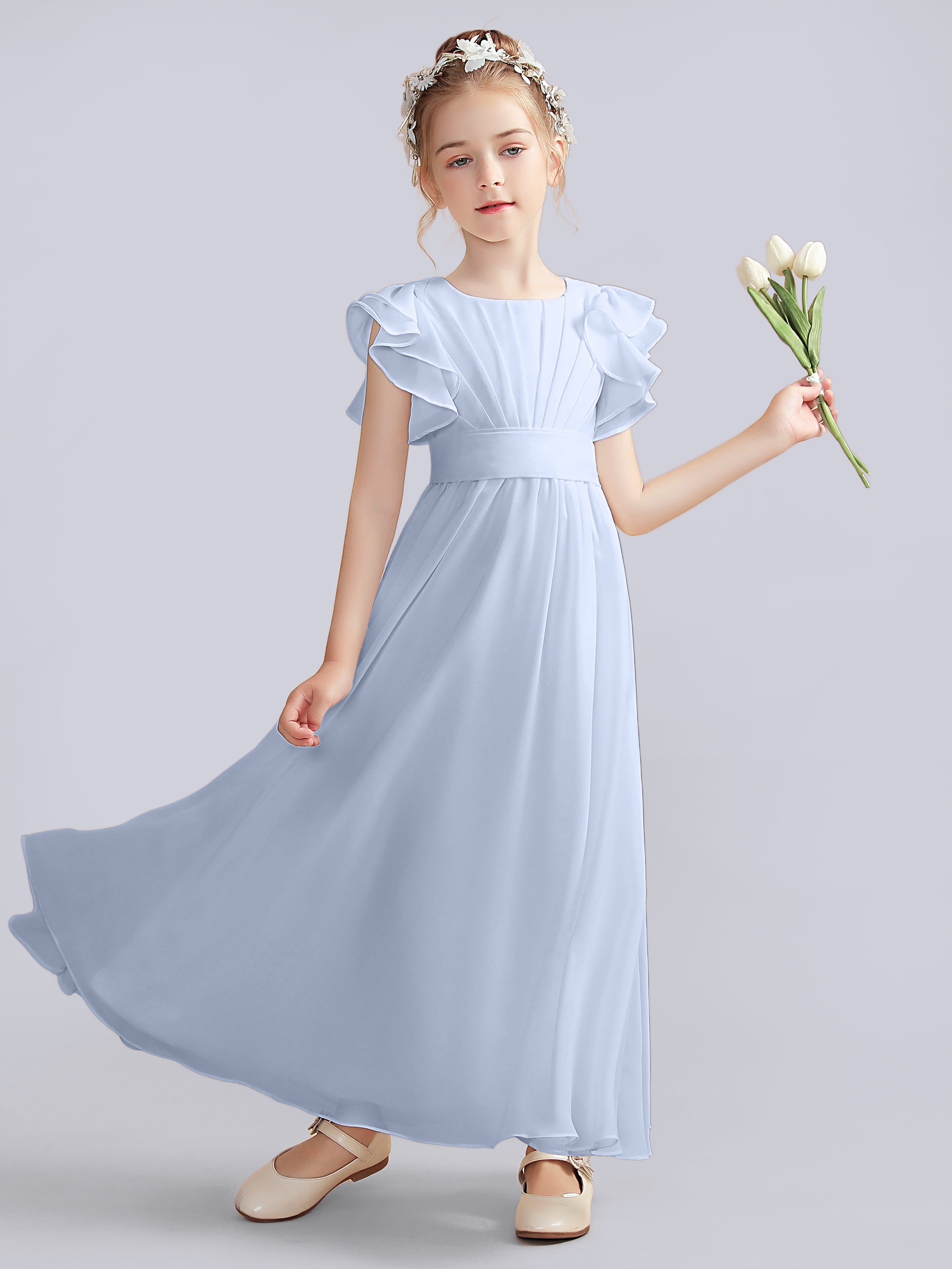 Flutter Crinkle Chiffon Kleid für Junge Brautjungfern