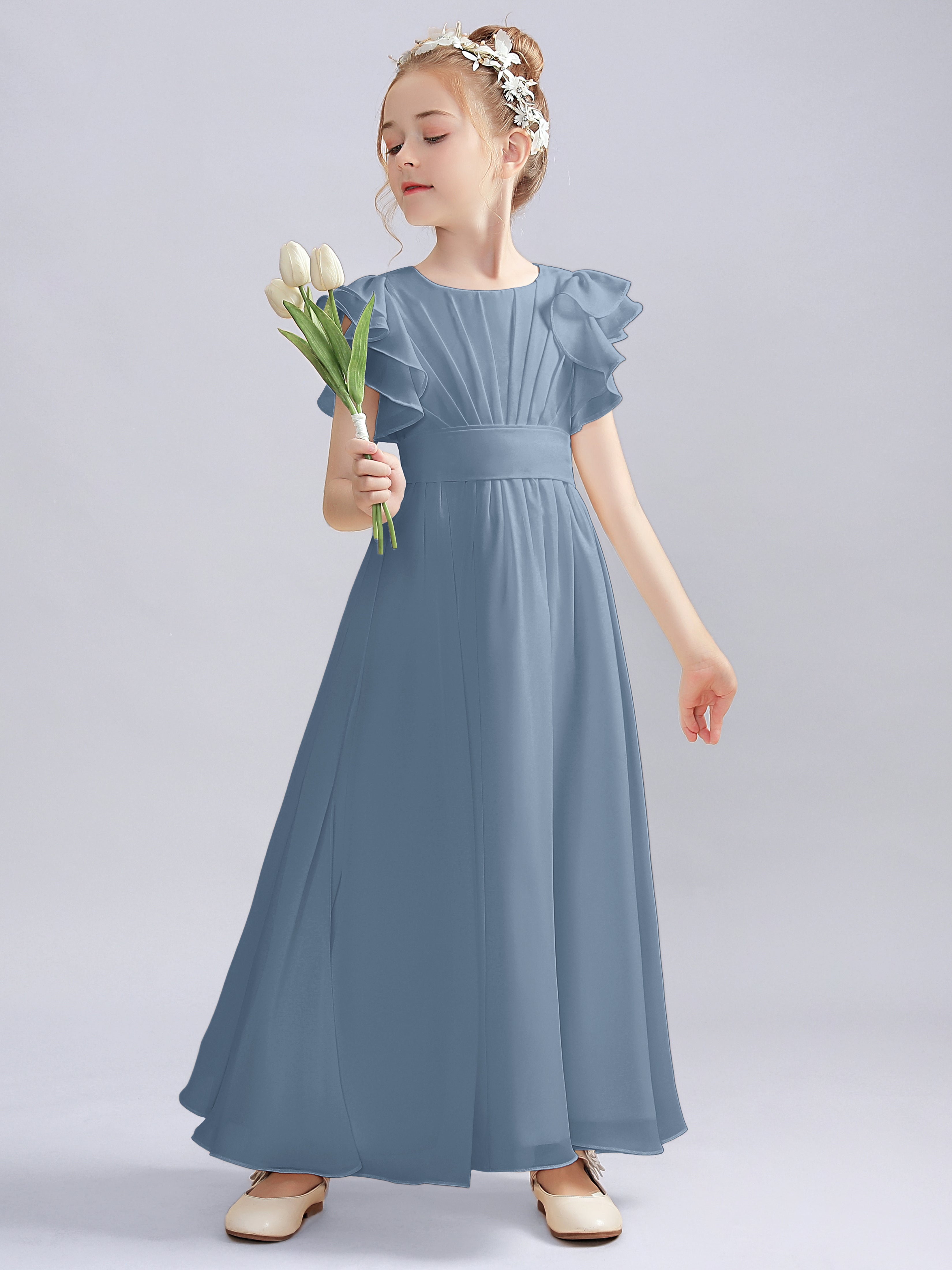 Flutter Crinkle Chiffon Kleid für Junge Brautjungfern