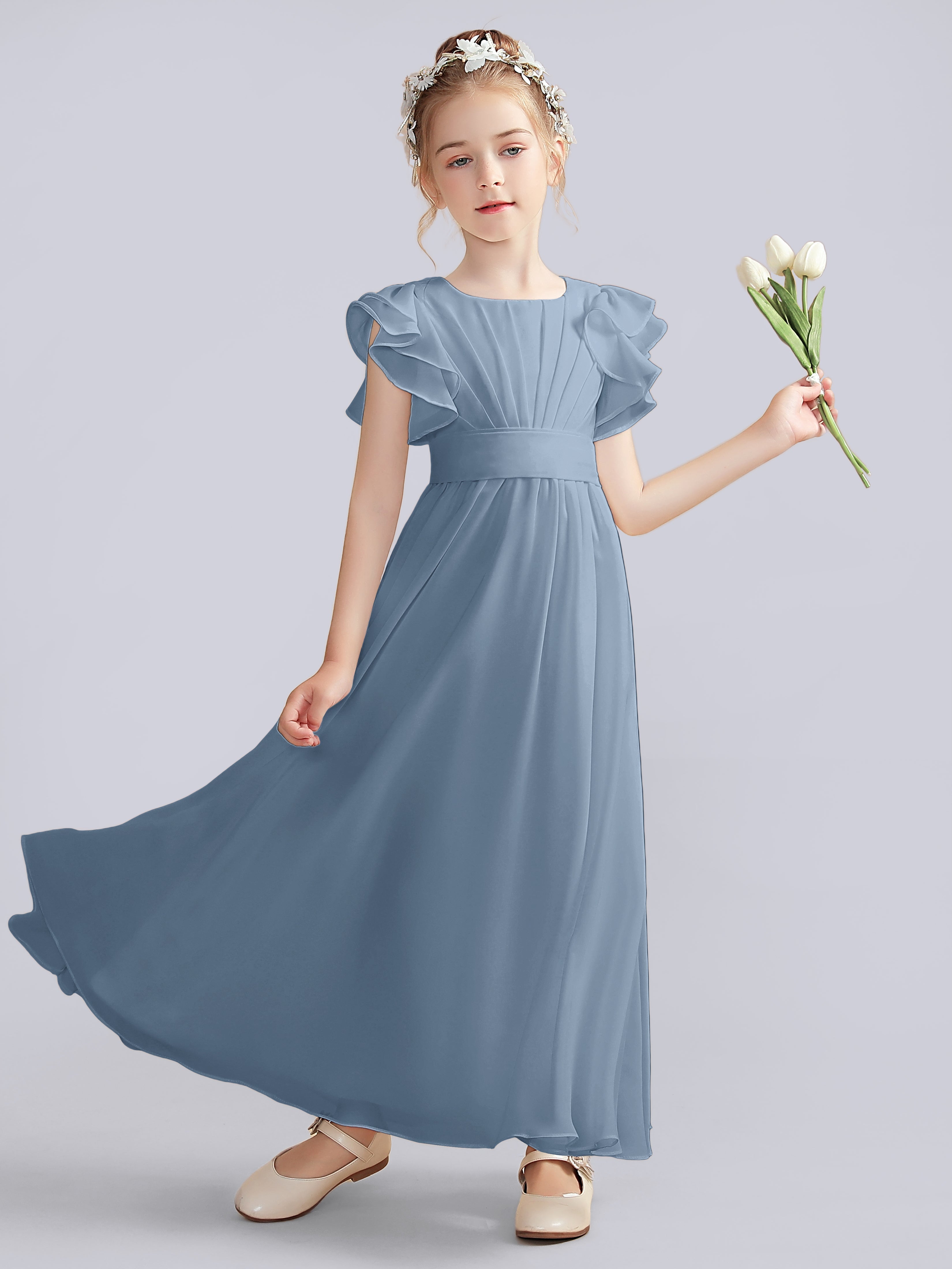 Flutter Crinkle Chiffon Kleid für Junge Brautjungfern