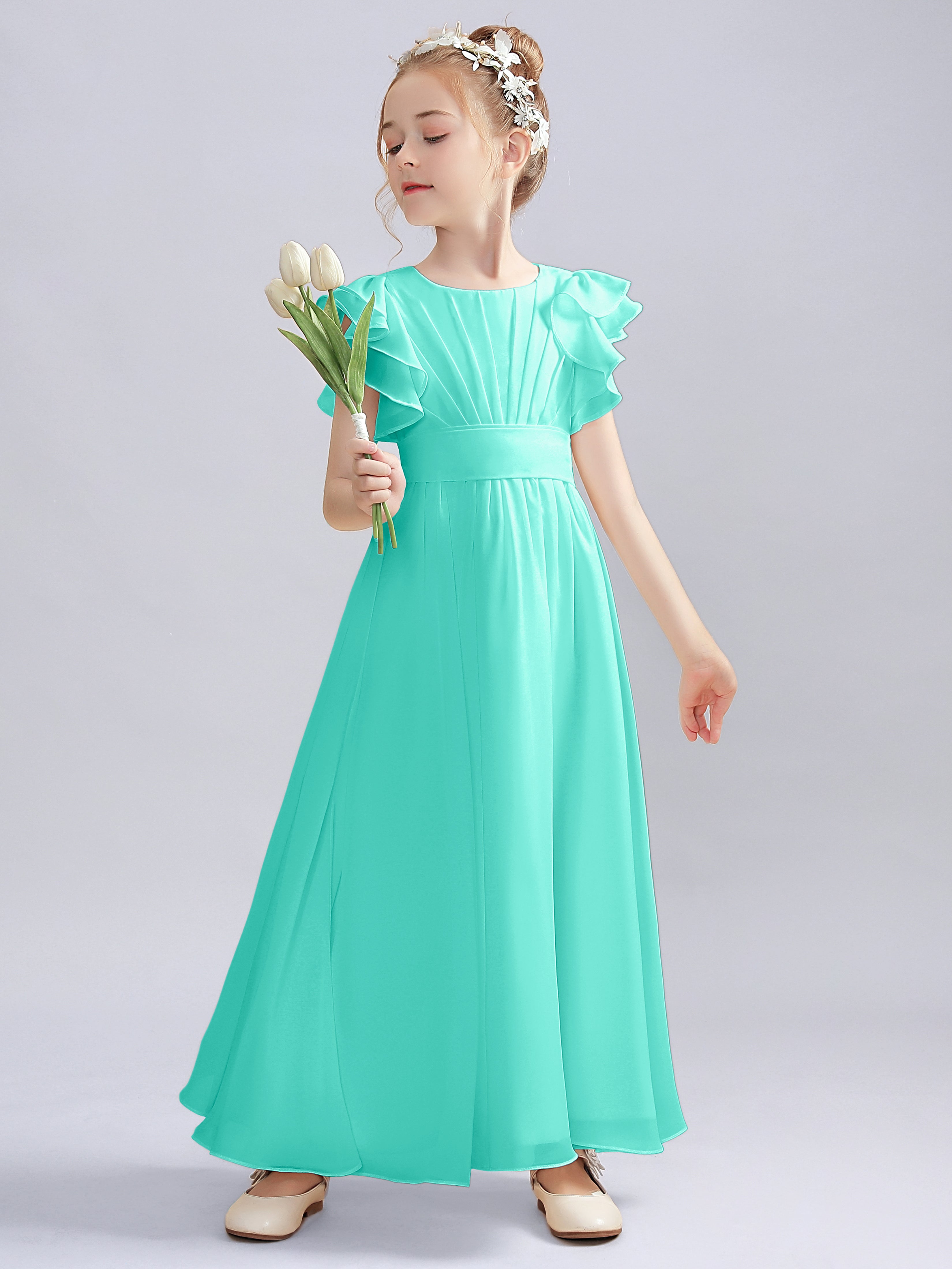 Flutter Crinkle Chiffon Kleid für Junge Brautjungfern