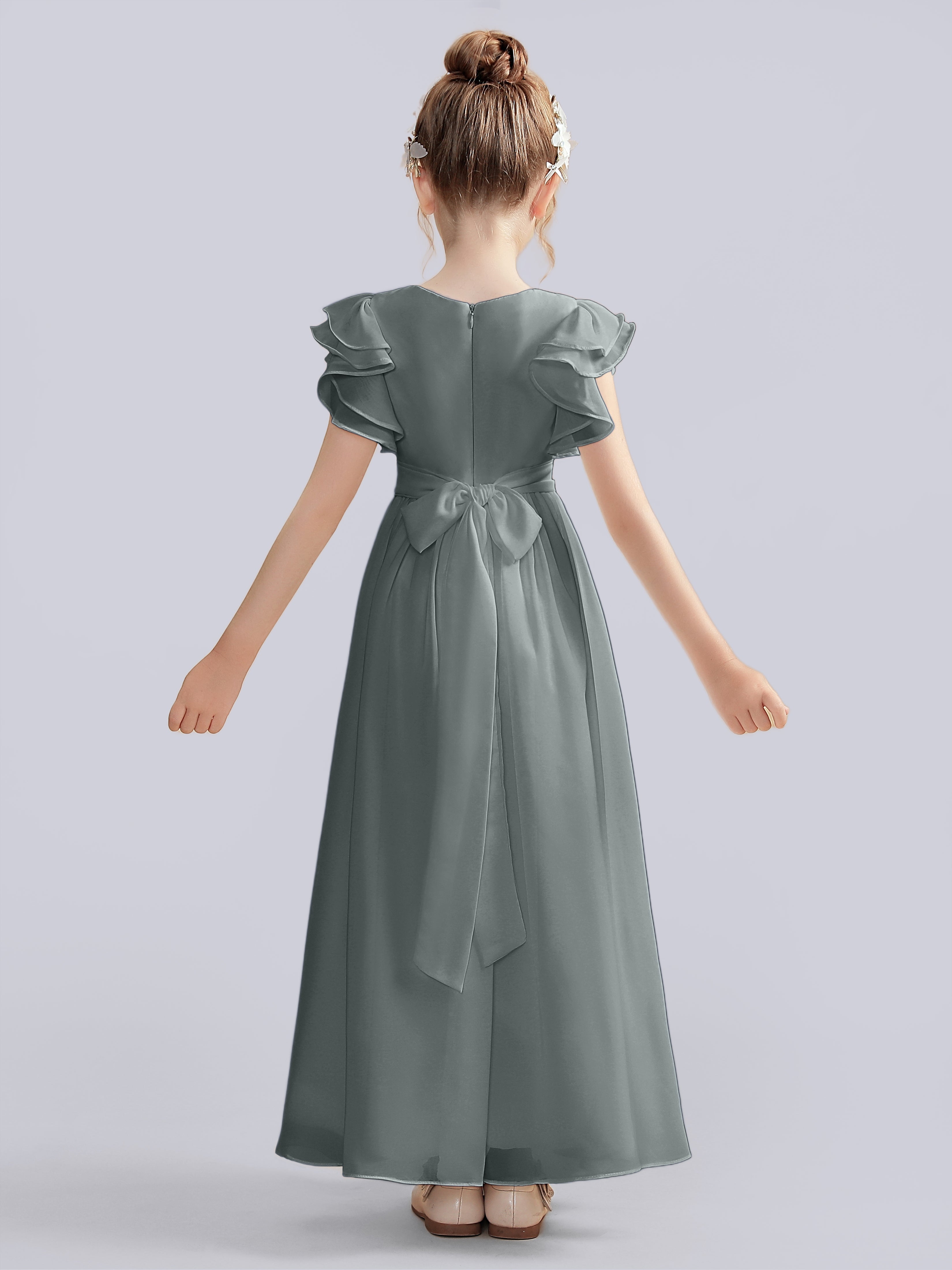 Flutter Crinkle Chiffon Kleid für Junge Brautjungfern