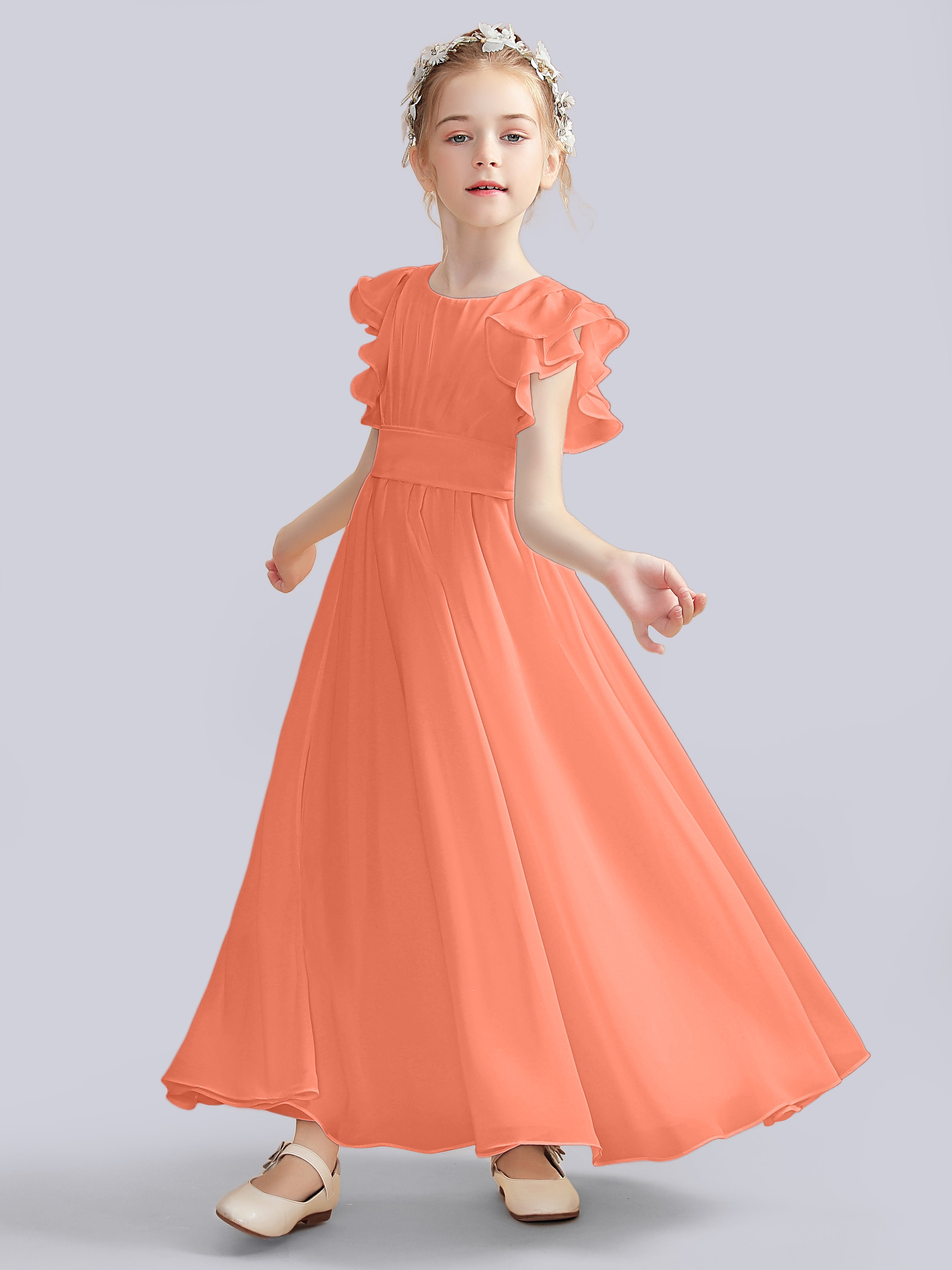 Flutter Crinkle Chiffon Kleid für Junge Brautjungfern