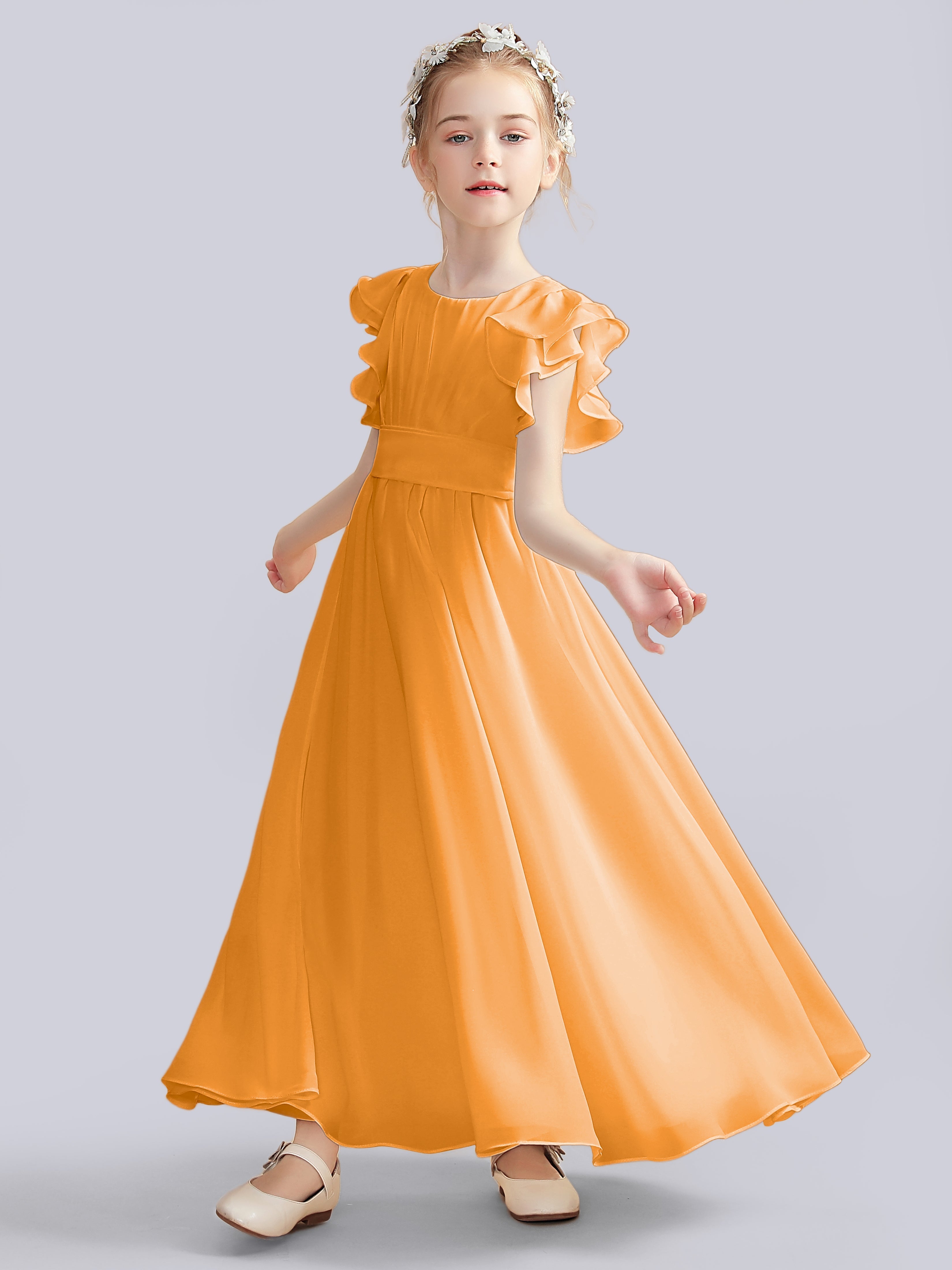 Flutter Crinkle Chiffon Kleid für Junge Brautjungfern