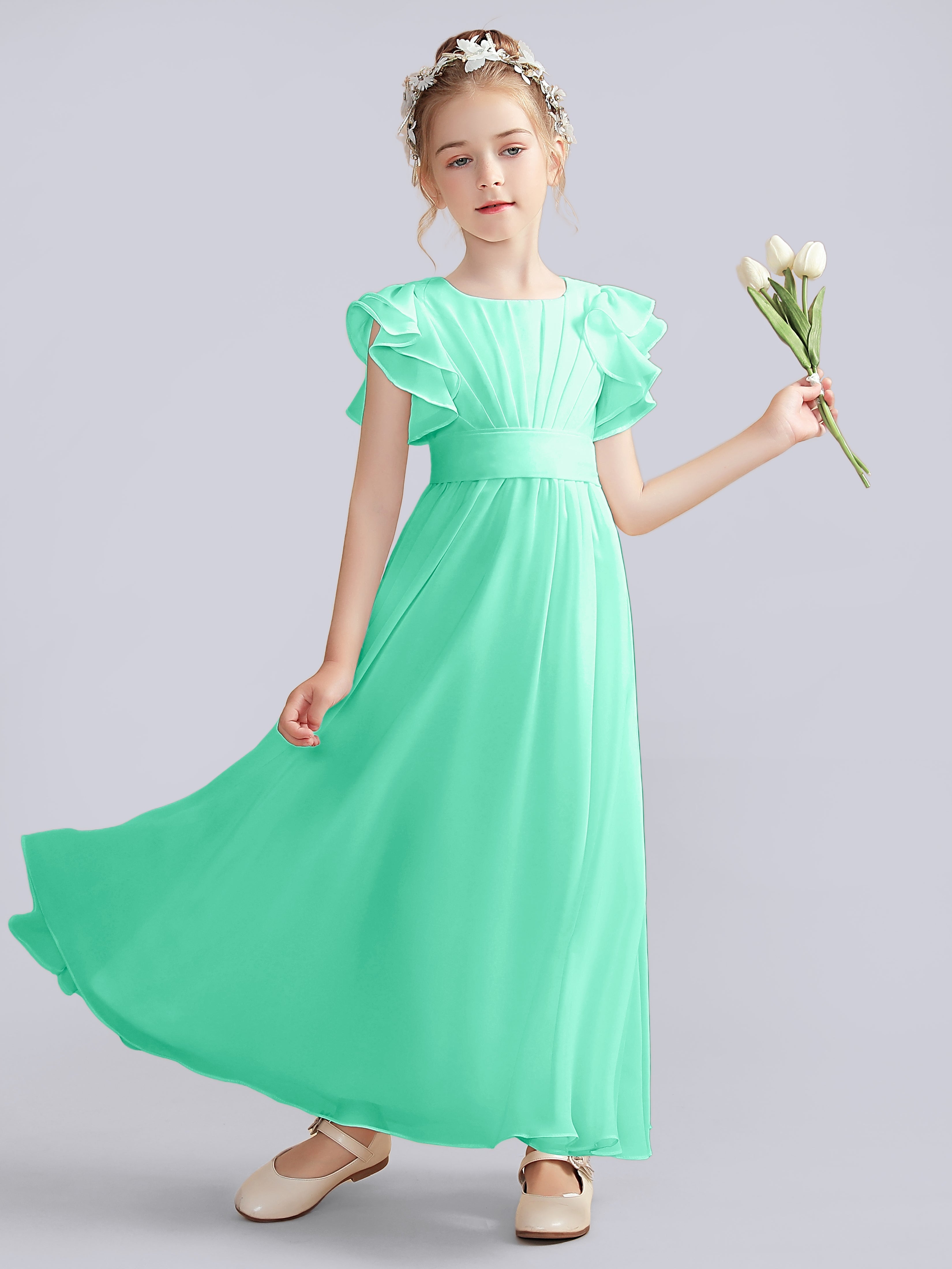 Flutter Crinkle Chiffon Kleid für Junge Brautjungfern