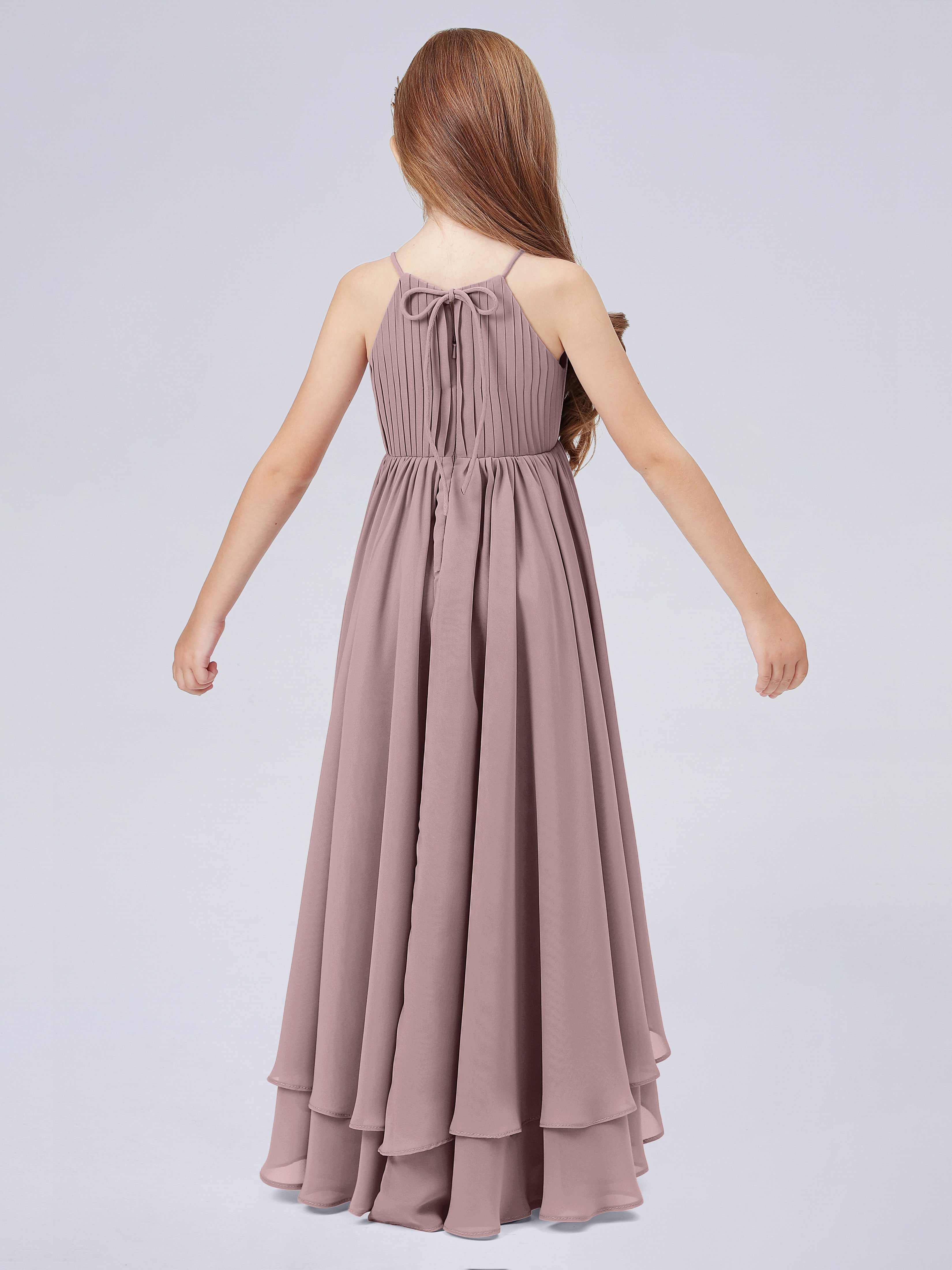Cascade Kleid für Junge Brautjungfern mit Stehkragen